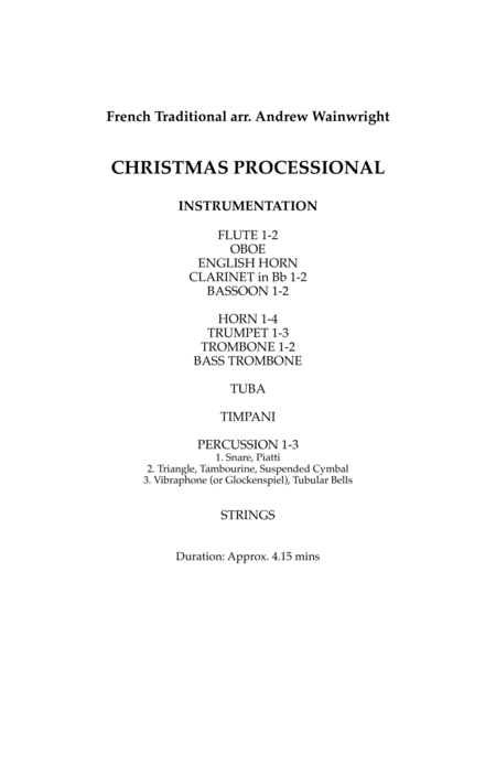 Christmas Processional (arr. Andrew Wainwright) by French Traditional 管弦乐团 - 预览
