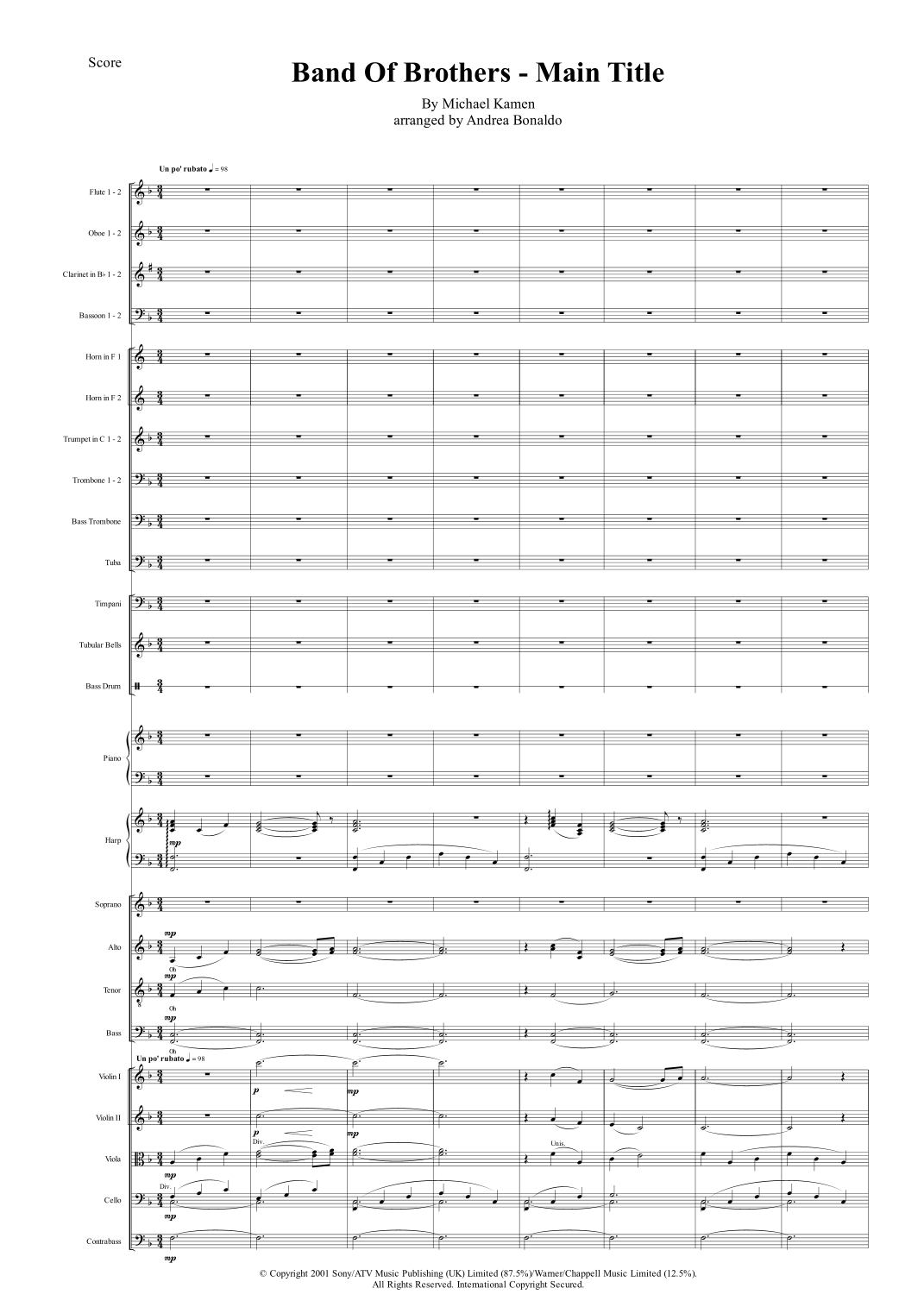 Band Of Brothers - Main Title (arr. Andrea Bonaldo) by Michael Kamen 管弦乐团 - 预览