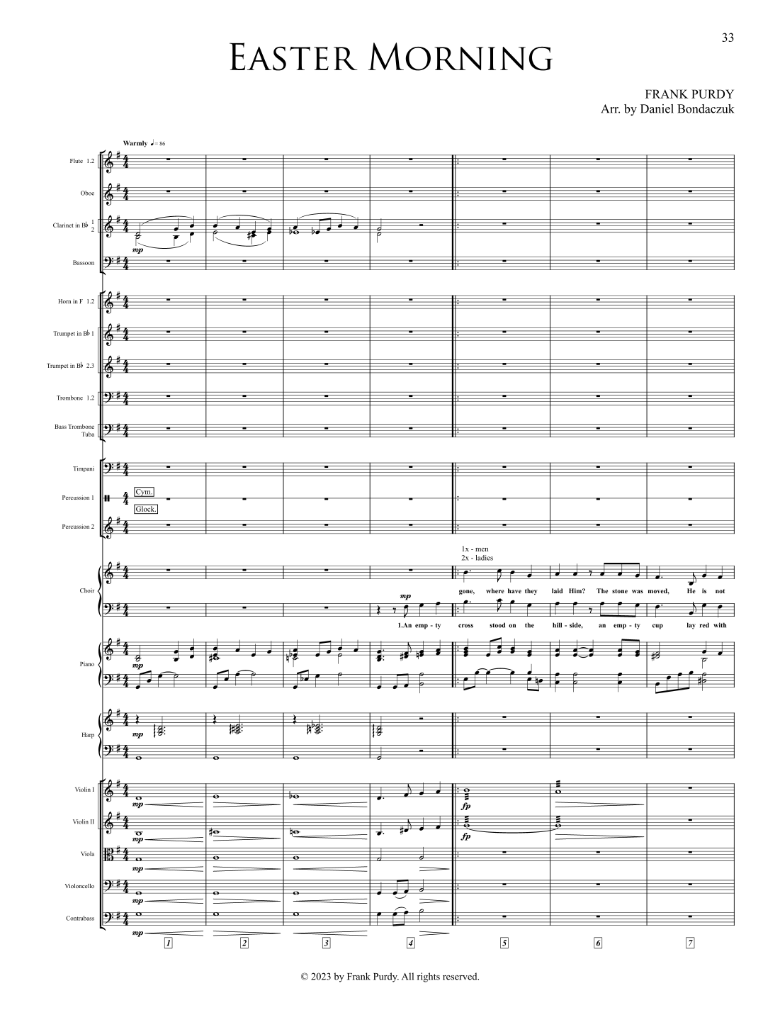 【弗兰克·珀迪《复活节清晨》管弦乐总谱与分谱】Easter Morning - Orchestral Score and Parts by Frank Purdy Full Orchestra PDF乐谱下载