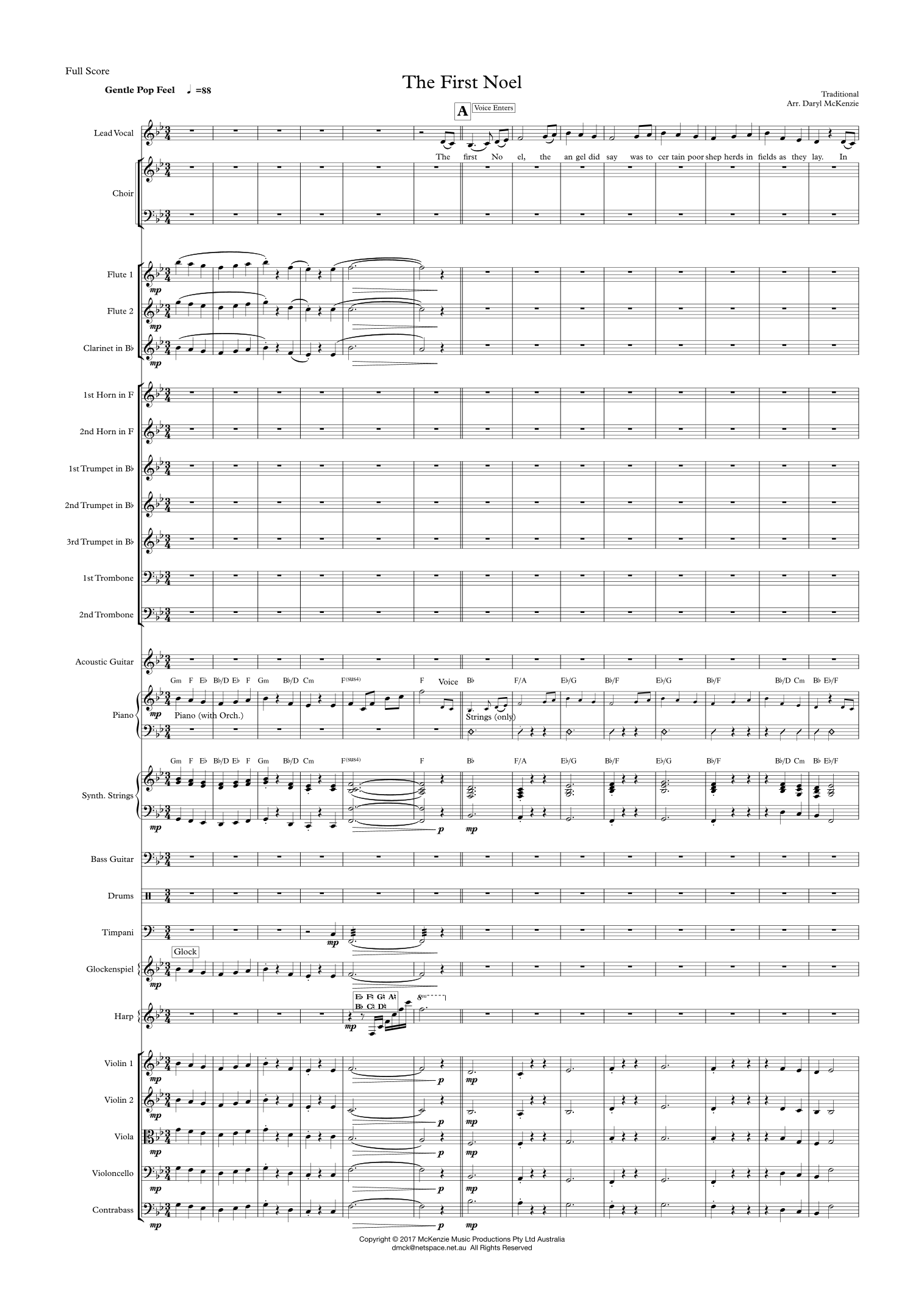 The First Noel 女声独唱、合唱与流行管弦乐团. Key of Bb (arr. Daryl McKenzie) by Traditional 管弦乐团 - 预览