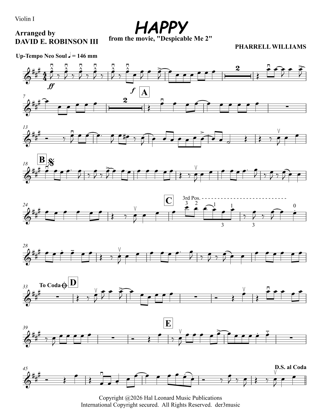 Happy(Pharrell 作曲,David E. Robinson III 编曲)弦乐团 - 预览