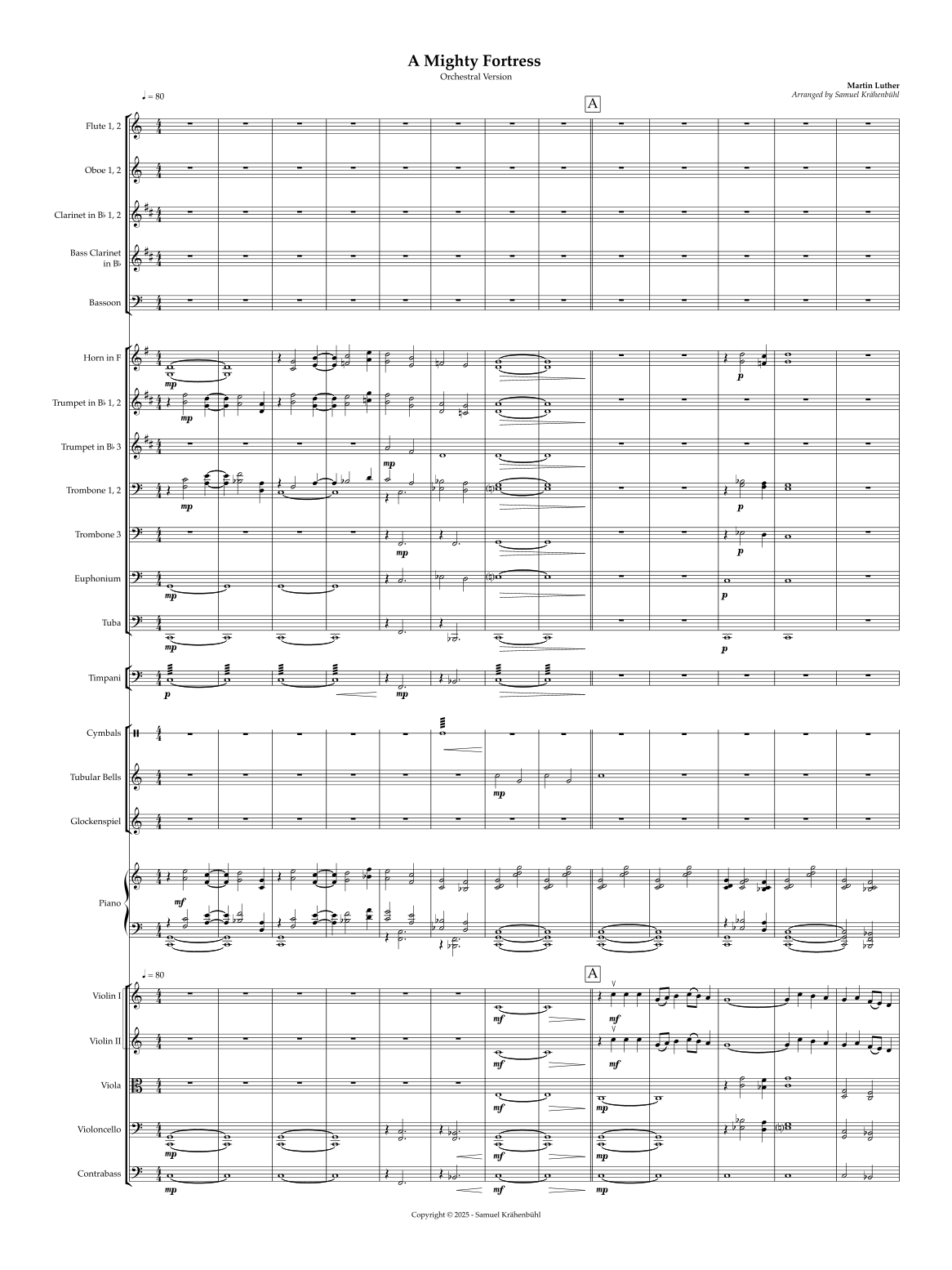 A Mighty Fortress (arr. Samuel Krähenbühl) by Martin Luther 管弦乐团 - 预览