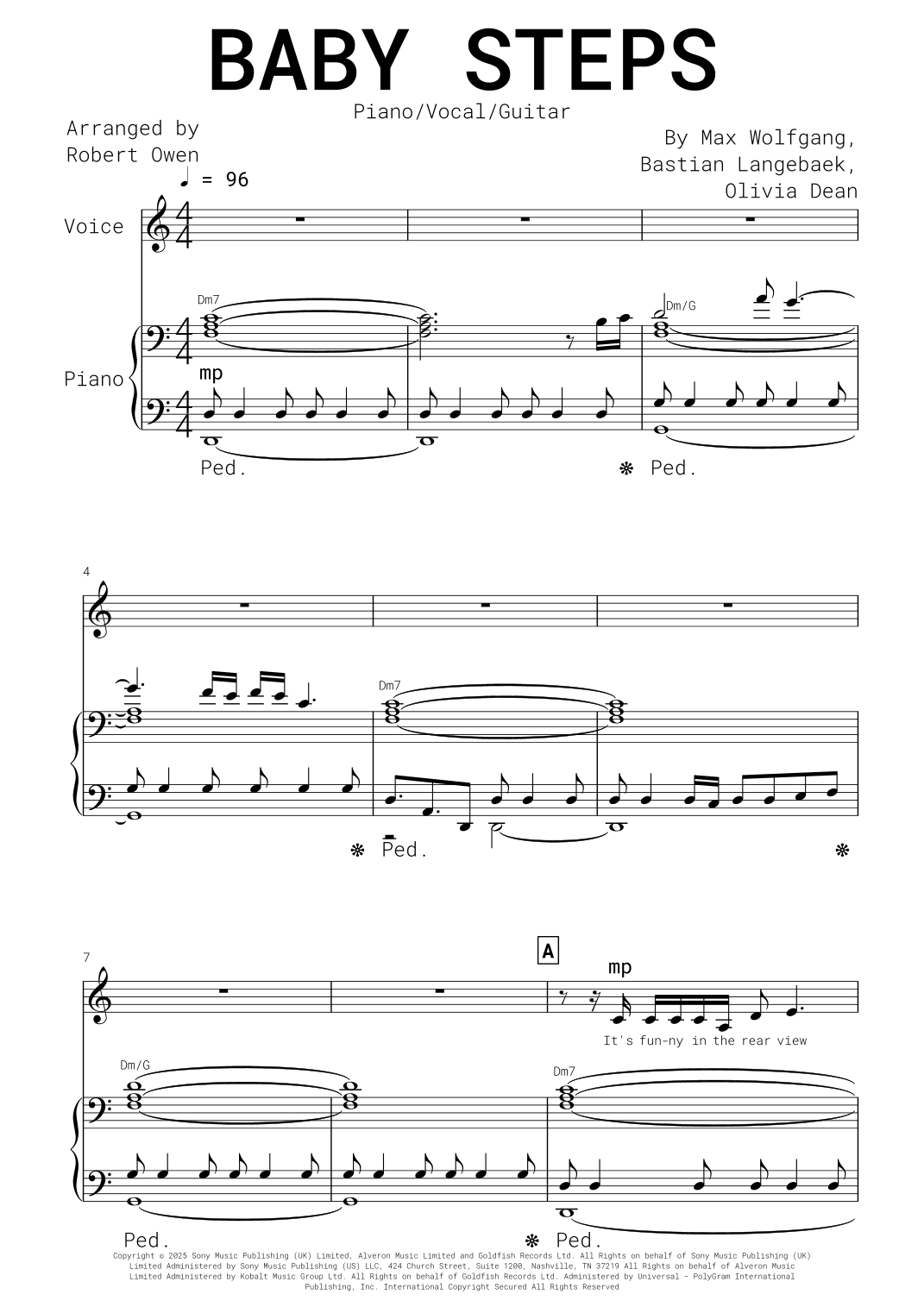 Baby Steps Script Baby Steps by Olivia Dean Sheet Music for Piano, Vocal & Guitar Chords ...