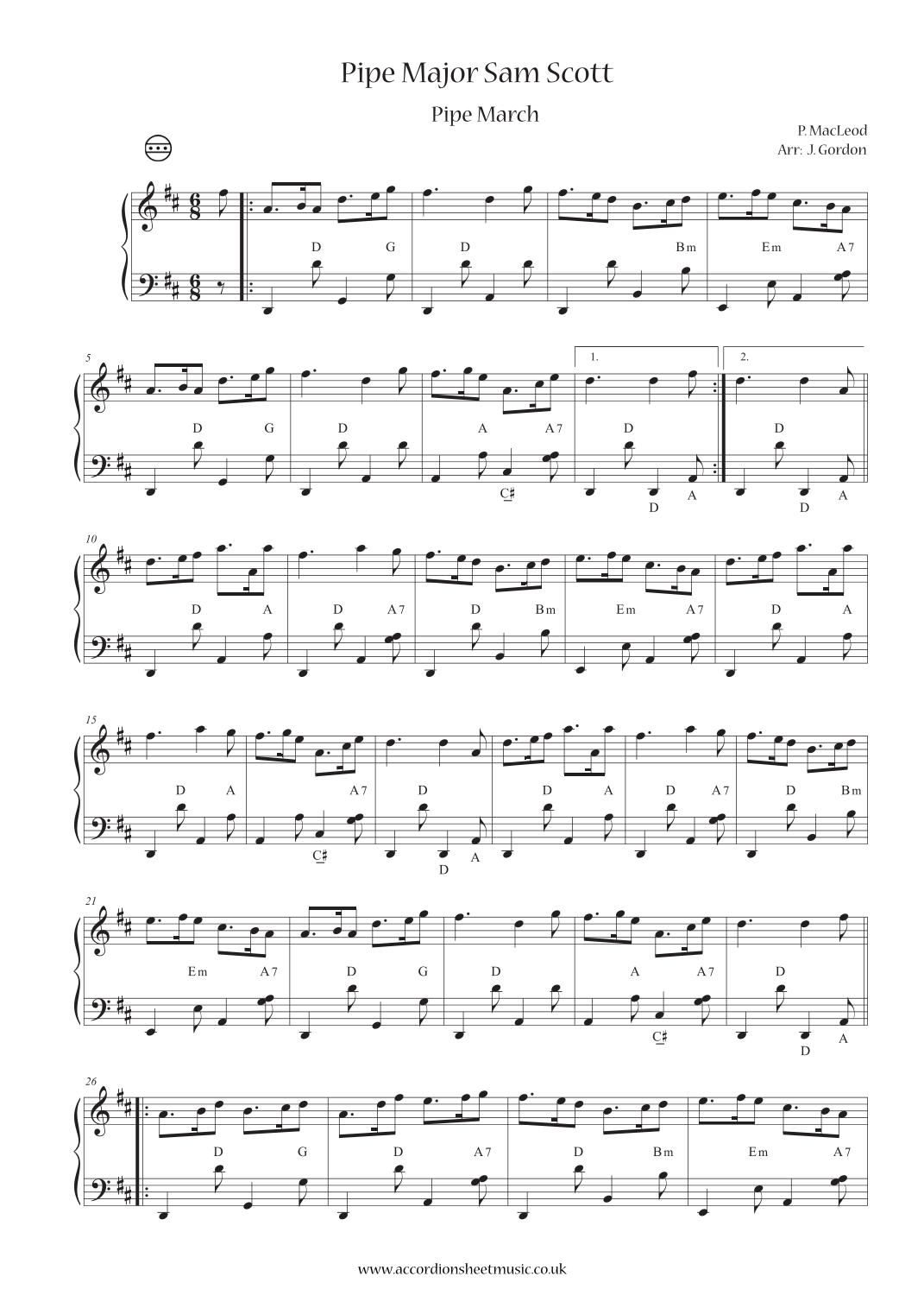 Macleod Pipework Pipe Major Sam Scott by P. MacLeod Sheet Music for Instrumental Solo ...