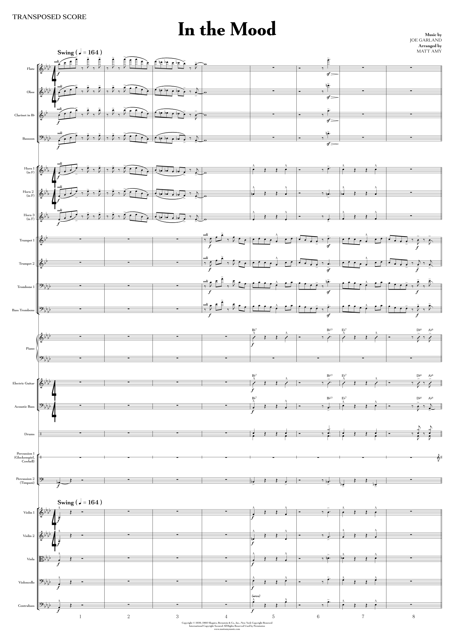 In The Mood (arr. Matt Amy) by Ernie Field's Orchestra 管弦乐团总谱 - 预览