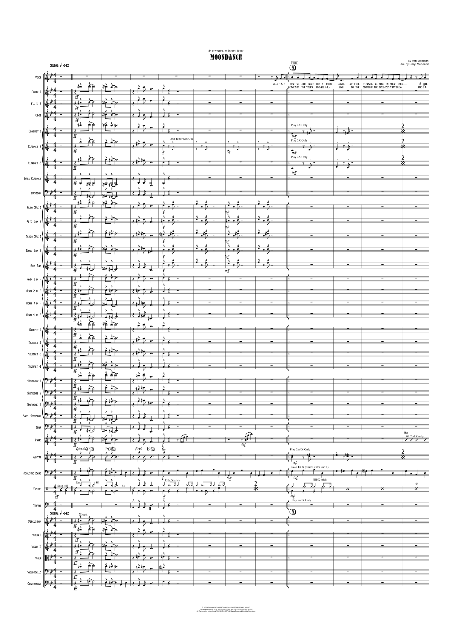 Moondance (arr. Daryl McKenzie) by Van Morrison 管弦乐团全谱 - 预览