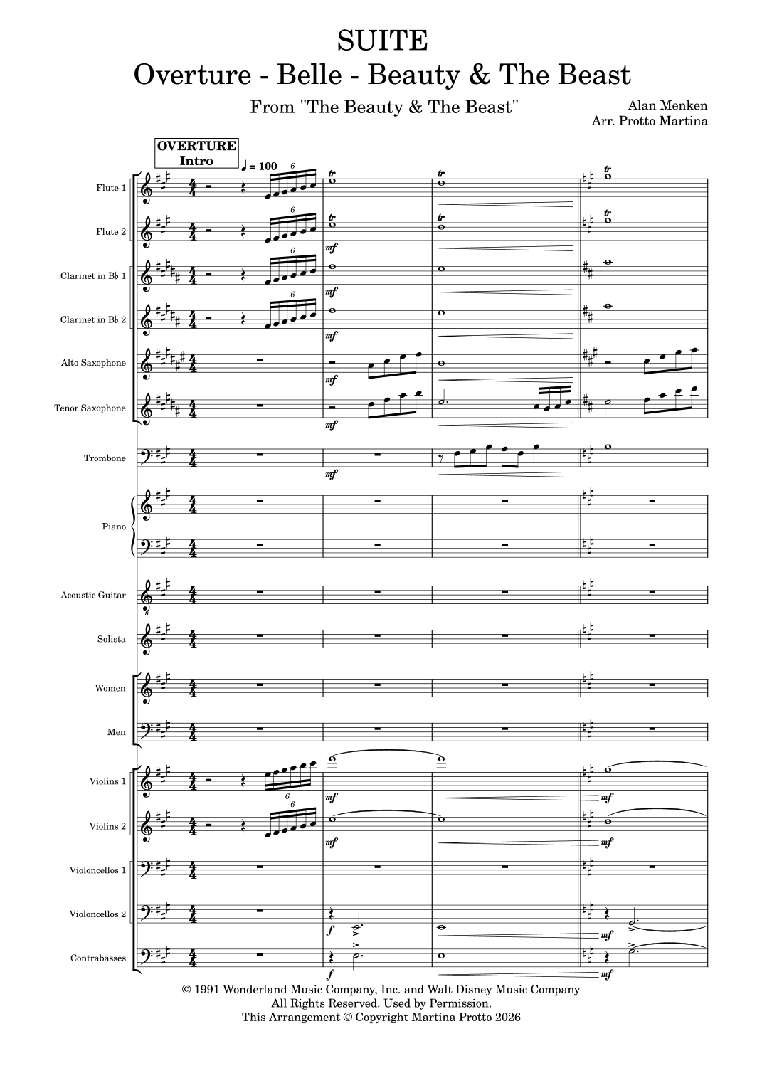 《美女与野兽》组曲 - 仅总谱 (Beauty & The Beast - SUITE - Score Only by Alan Menken Full Orchestra) - 预览