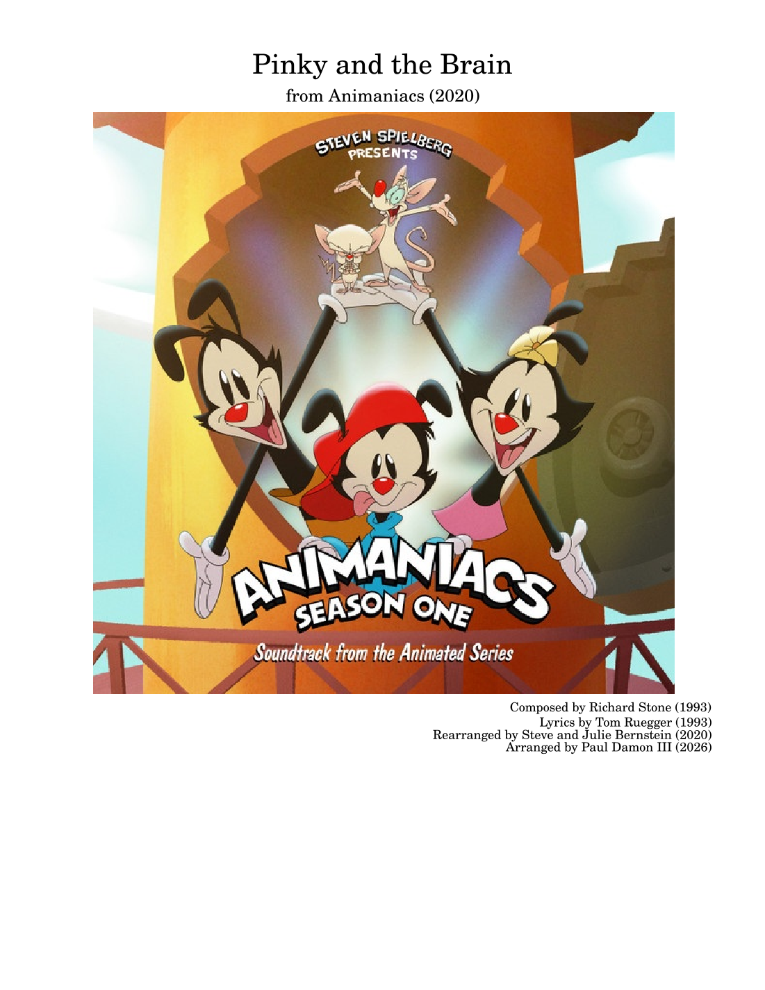 Pinky and the Brain - Full Score (arr. Steve and Julie Bernstein (2020), Paul Damon III (2026)) by Animaniacs Full Orchestra