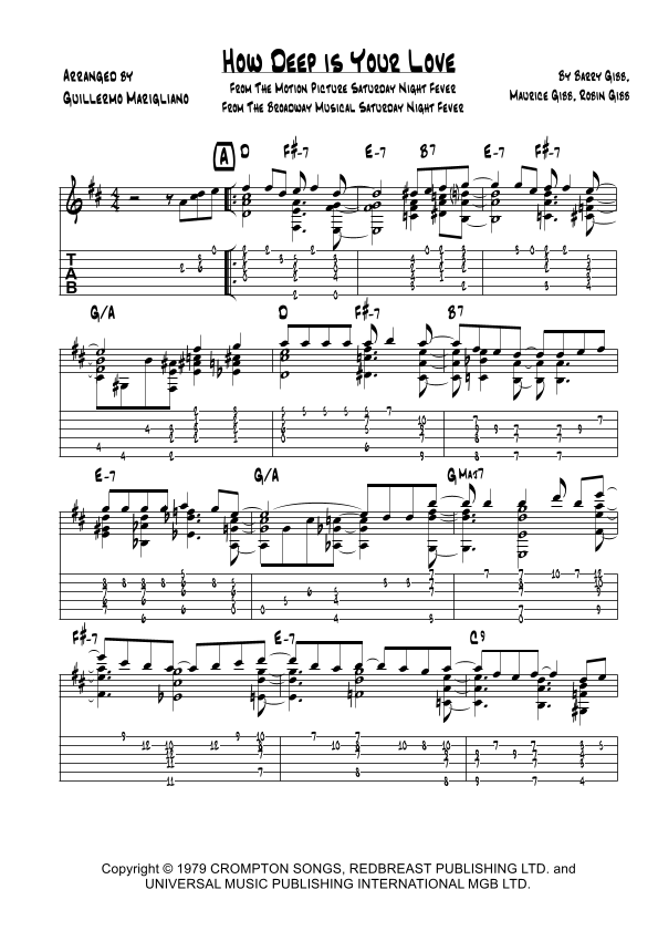 How Deep Is Your Love (arr. Guillermo Marigliano) Digital Sheet Music