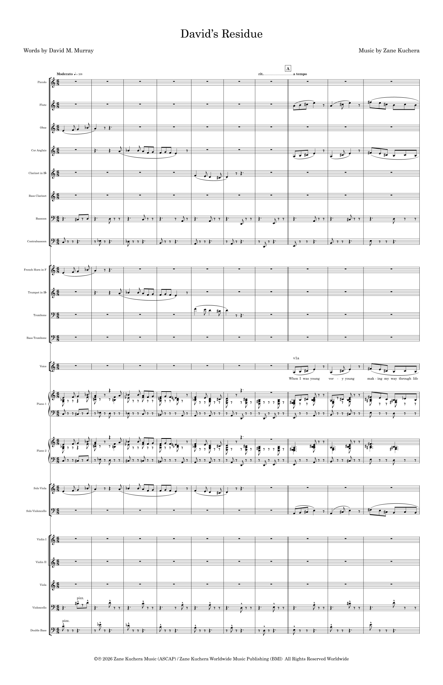 David's Residue (Orchestra Concert Score) - Score Only by Zane Kuchera Full Orchestra