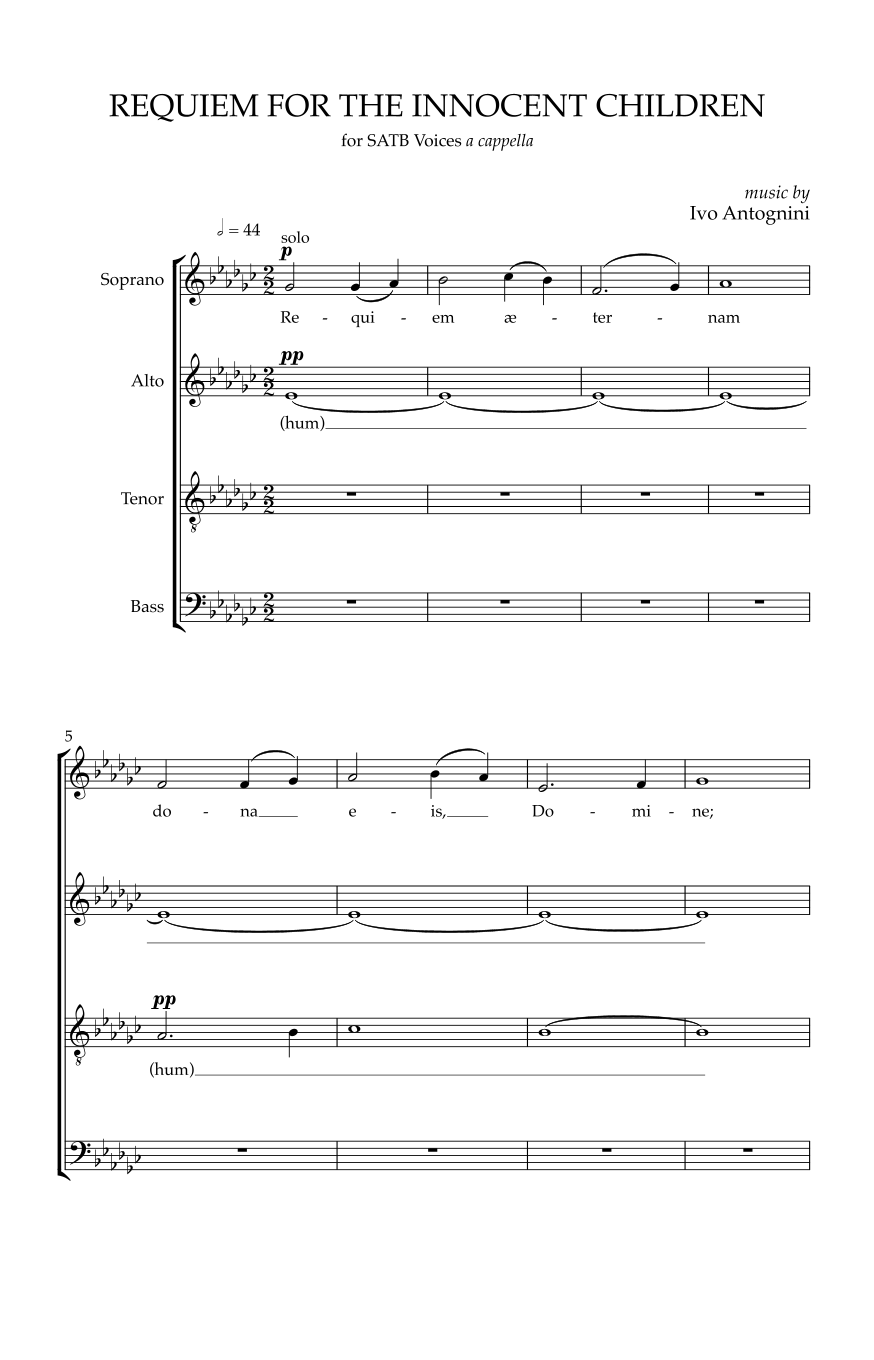 REQUIEM FOR THE INNOCENT CHILDREN by Ivo Antognini Sheet Music for SATB ...