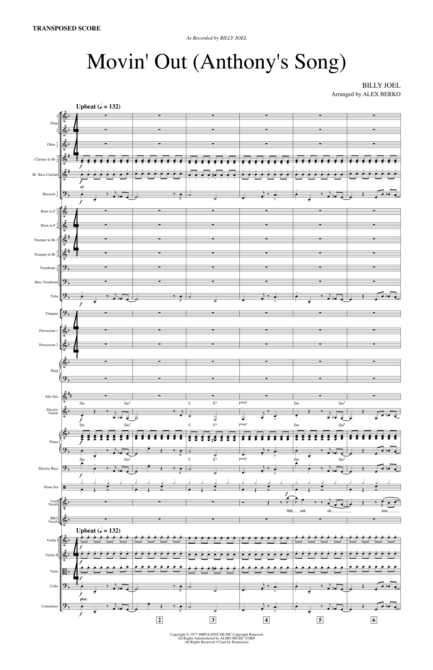 Movin' Out (Anthony's Song) (arr. Alex Berko) by Billy Joel Full Orchestra