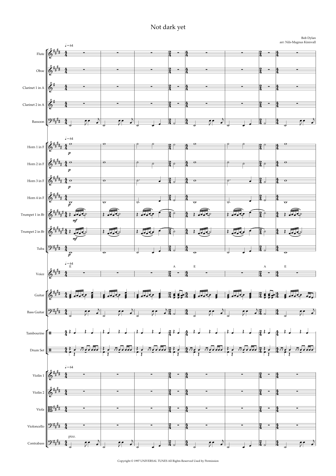 Not Dark Yet (arr. Nils-Magnus Kinnvall) by Bob Dylan Full Orchestra