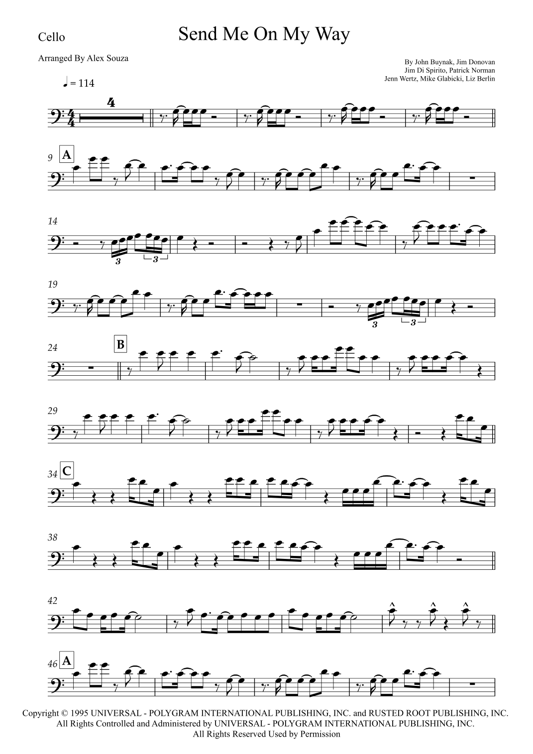 Send Me On My Way by Rusted Root Sheet Music for Cello Solo (arr. Alex ...