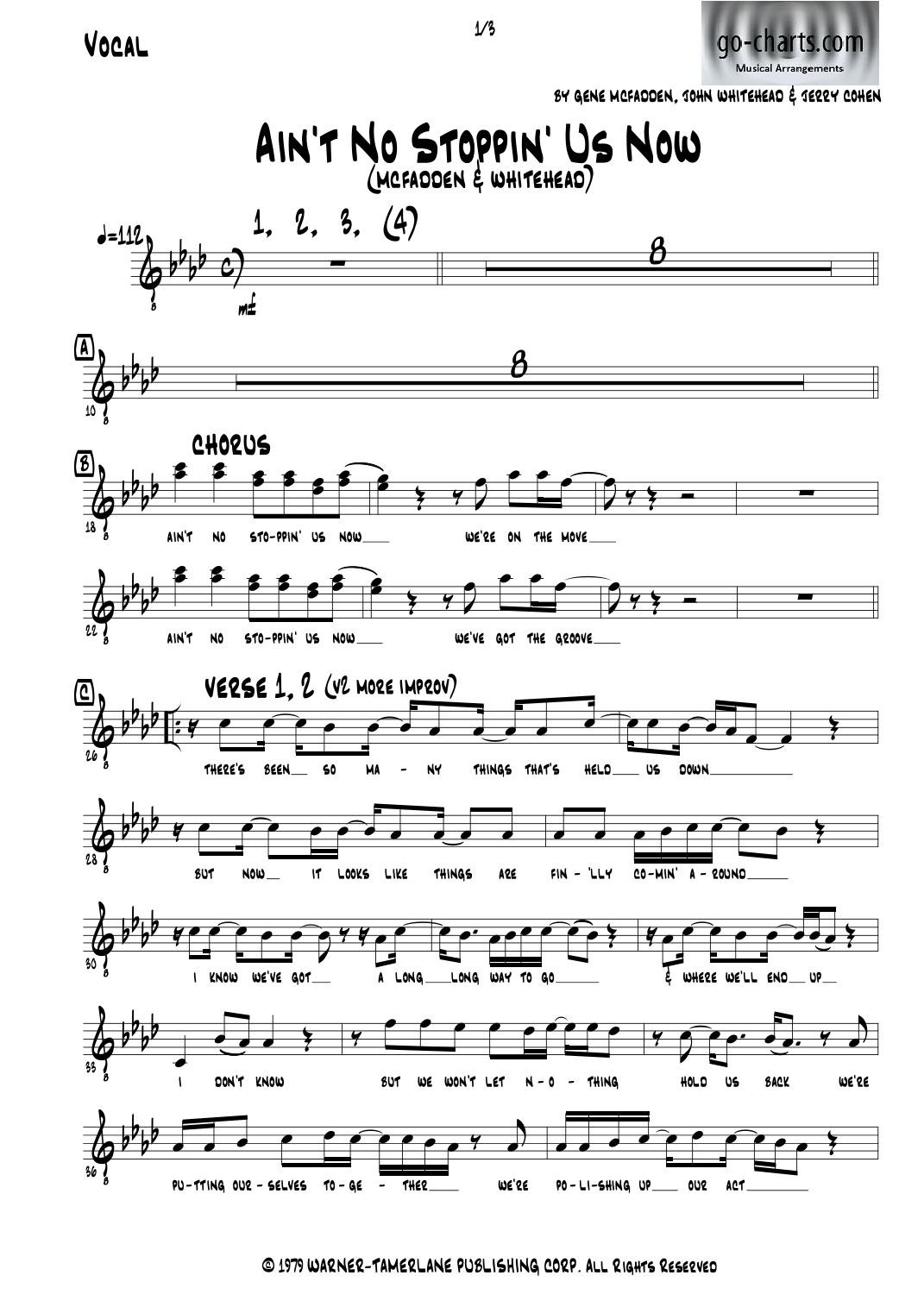 Ain't No Stoppin' Us Now (arr. Andy Davidson go-charts.com) by Mcfadden And Whitehead 管弦乐团 - 预览
