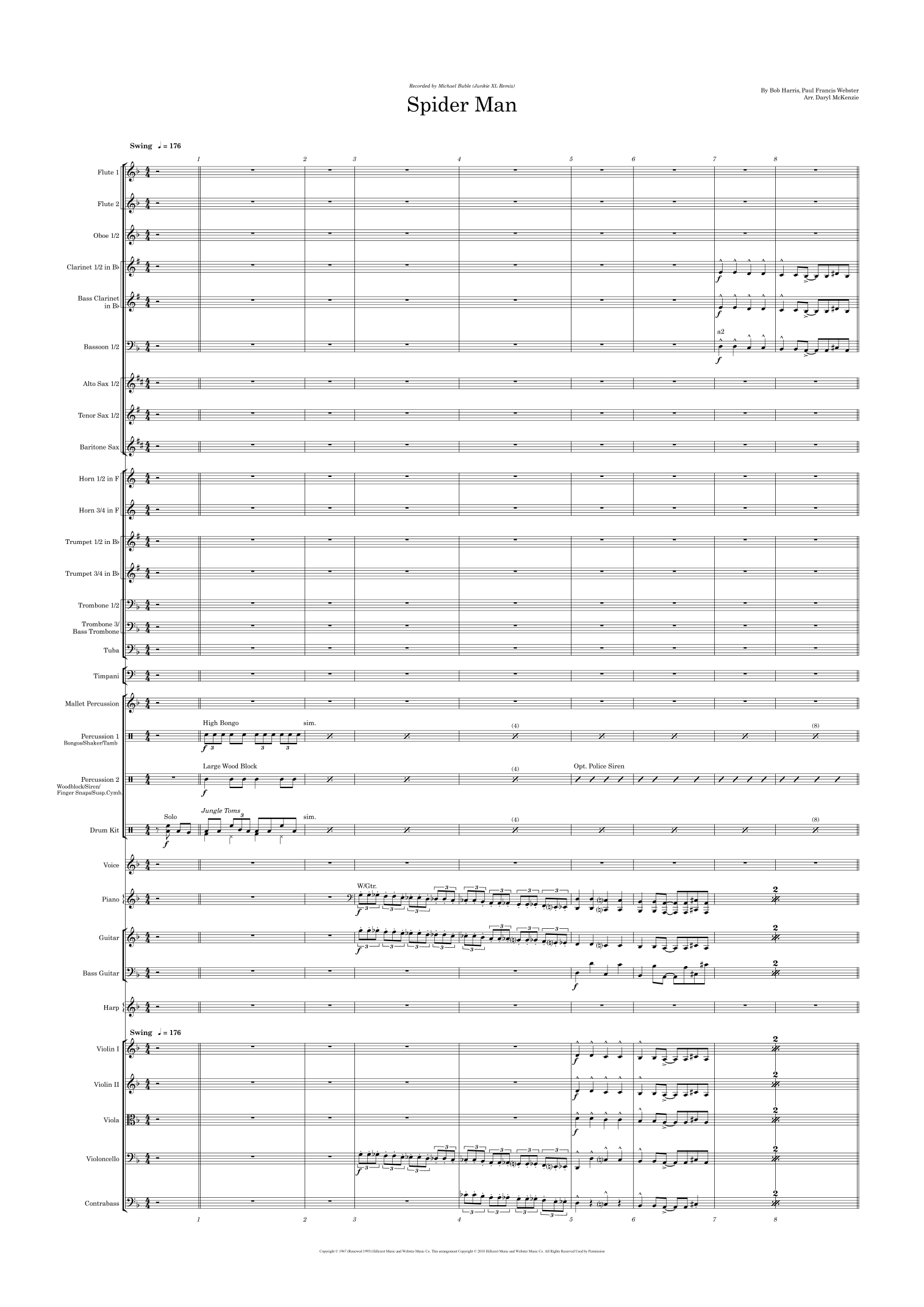 Theme From Spider Man (arr. Daryl McKenzie) by Aerosmith Full Orchestra