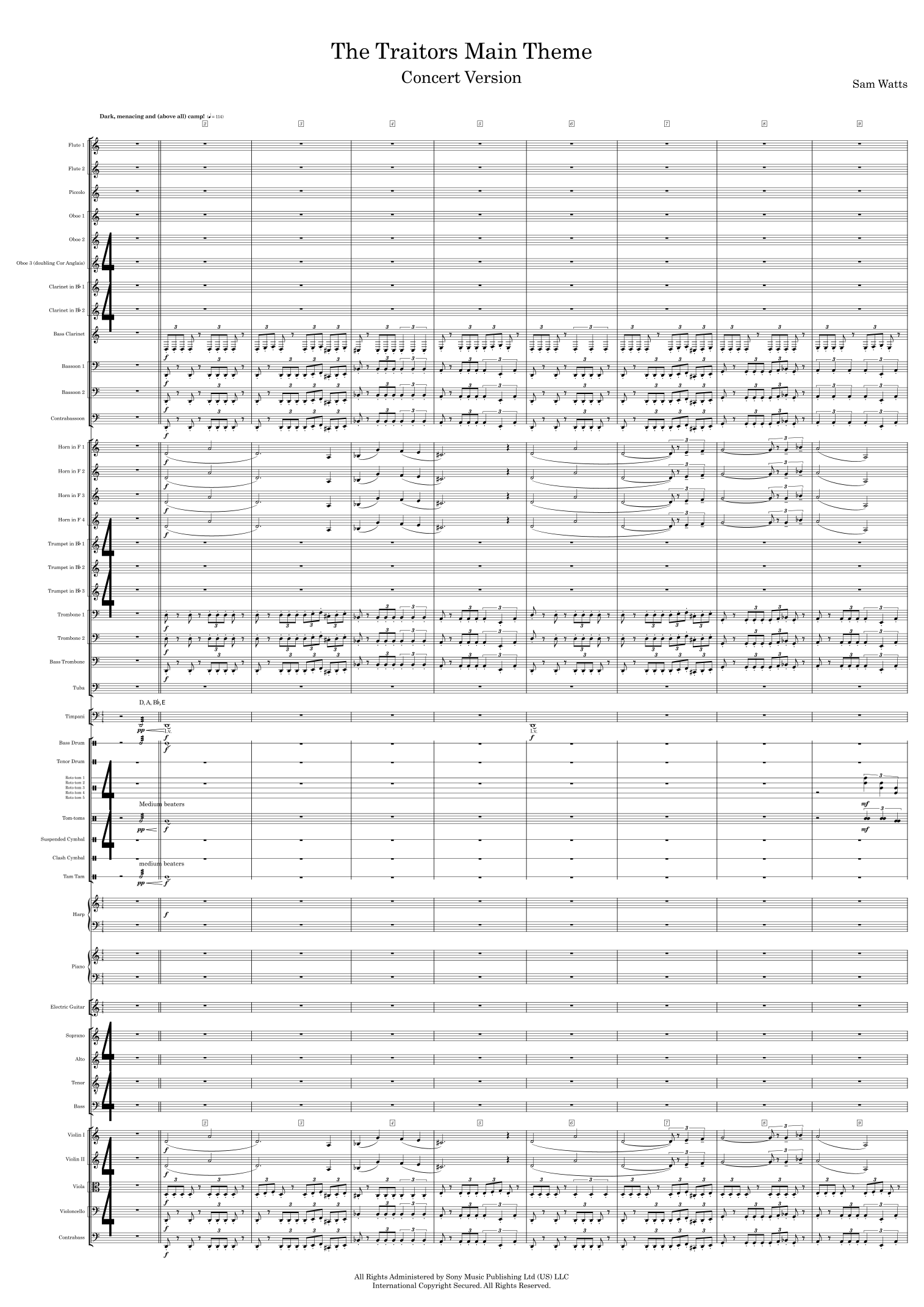The Traitors Main Theme - 仅总谱 (arr. Sam Watts) by (P/k/a Sam Watts) 管弦乐团 - 预览