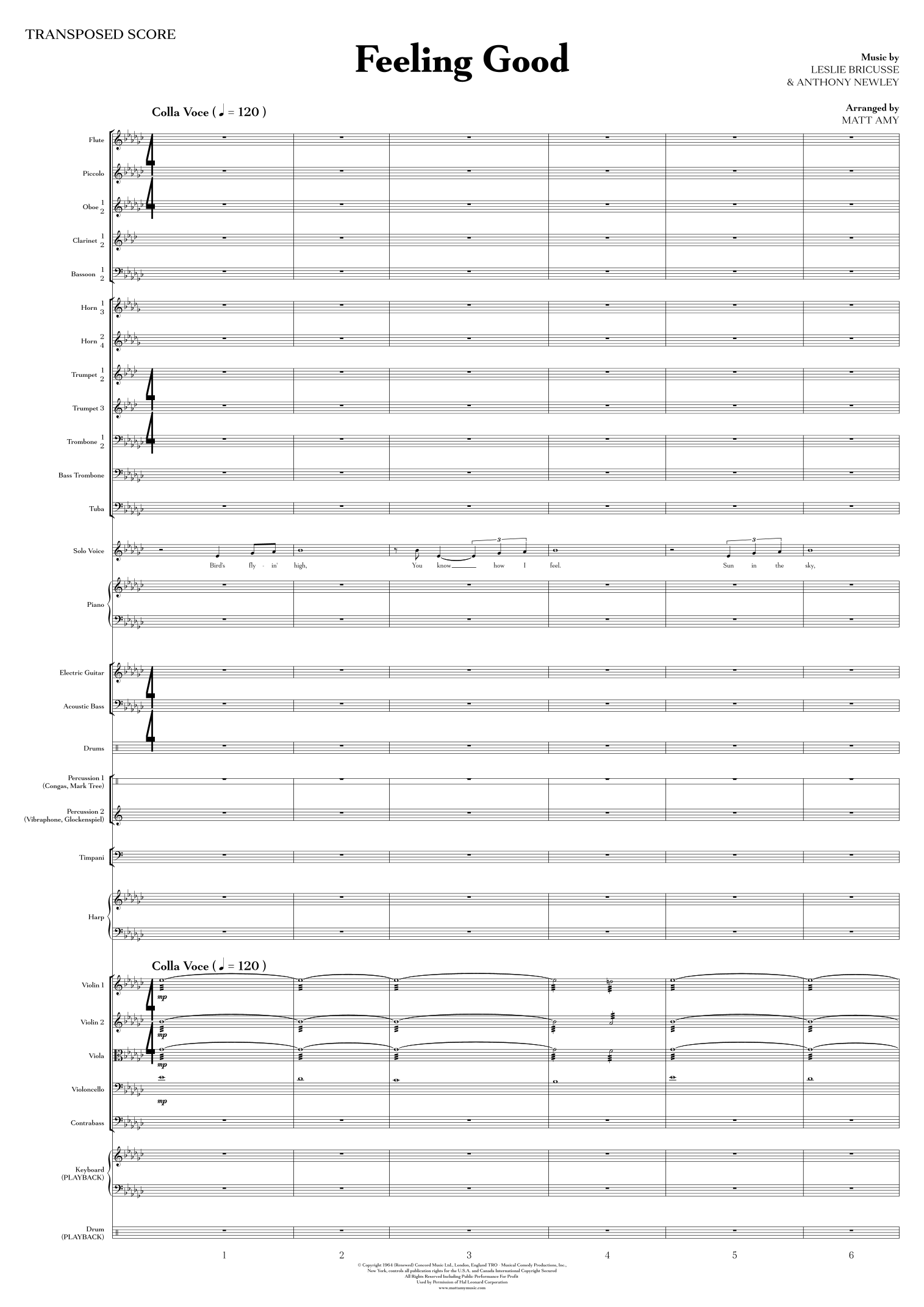 Feeling Good (arr. Matt Amy) by Michael Buble Full Orchestra