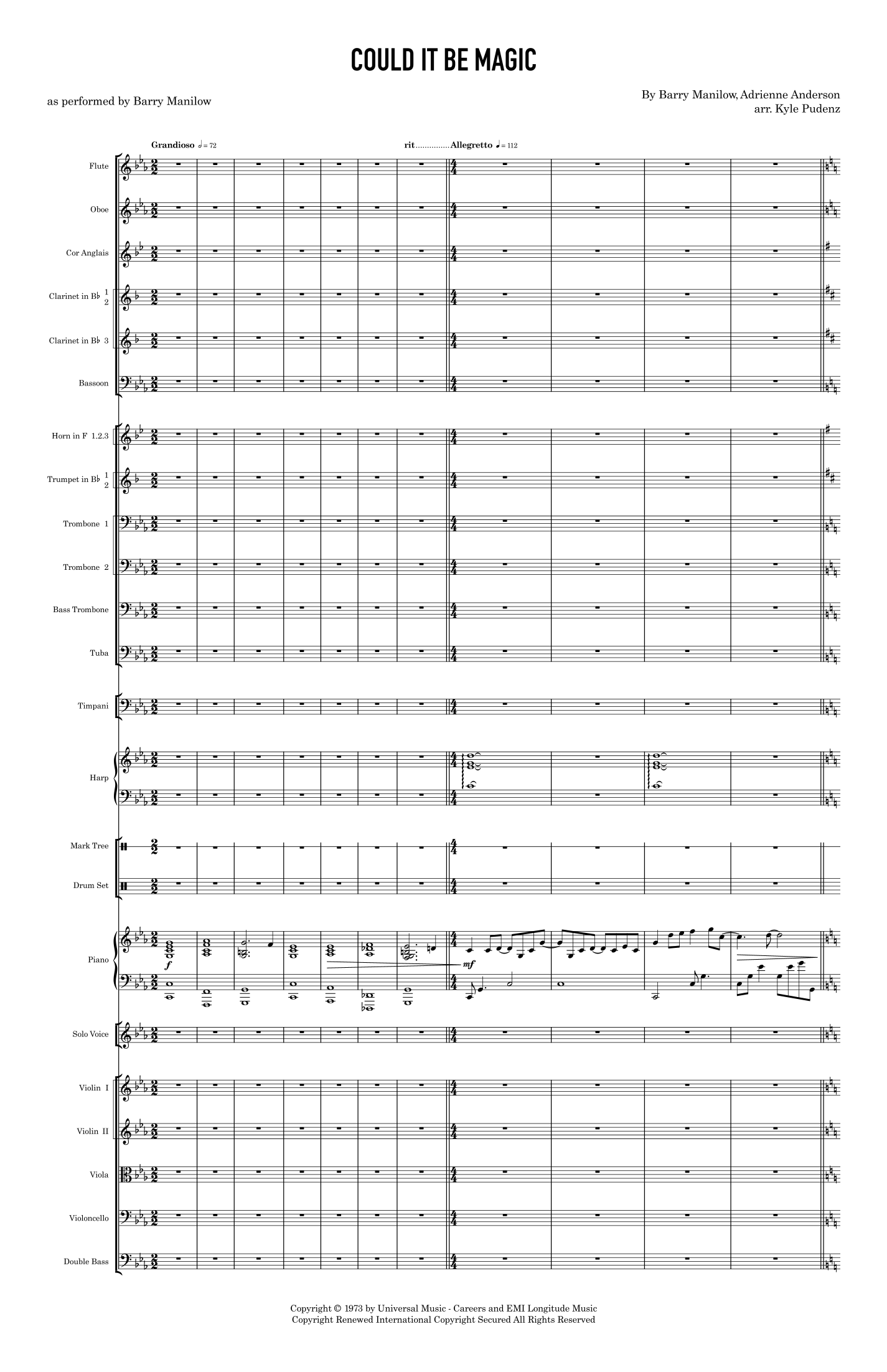 Could It Be Magic (arr. Kyle Pudenz) by Barry Manilow Full Orchestra