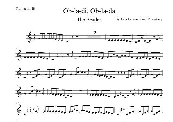Ob-la-di, Ob-la-da Sheet Music | The Beatles | Trumpet Solo