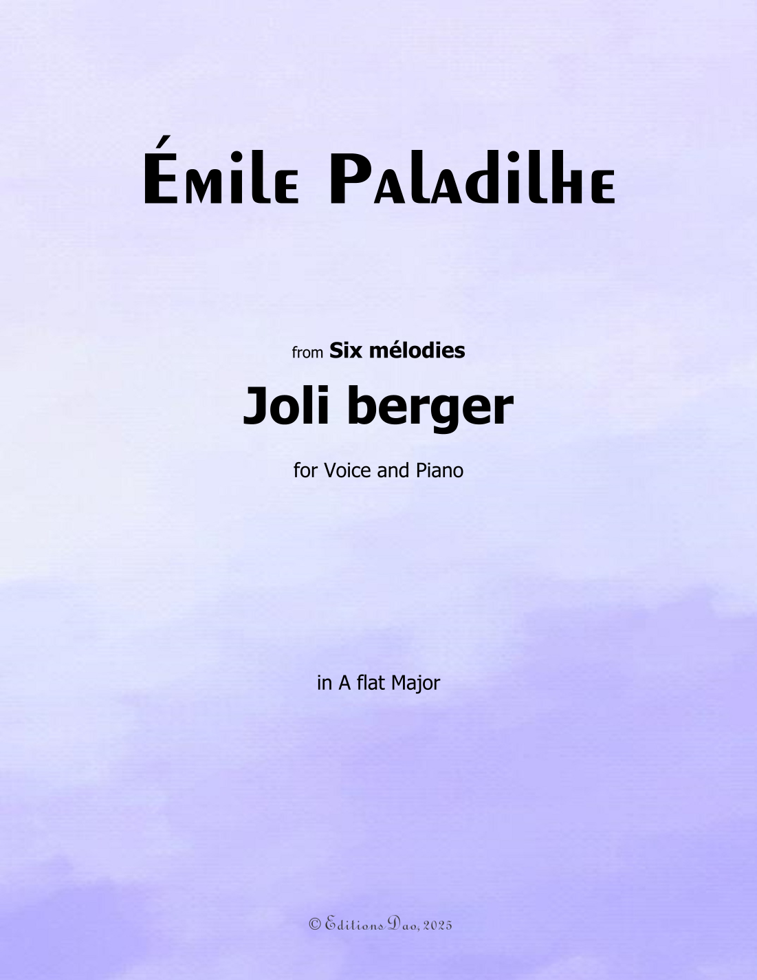 Joli berger by Émile Paladilhe, in A flat Major (arr. Editions Dao) by ...