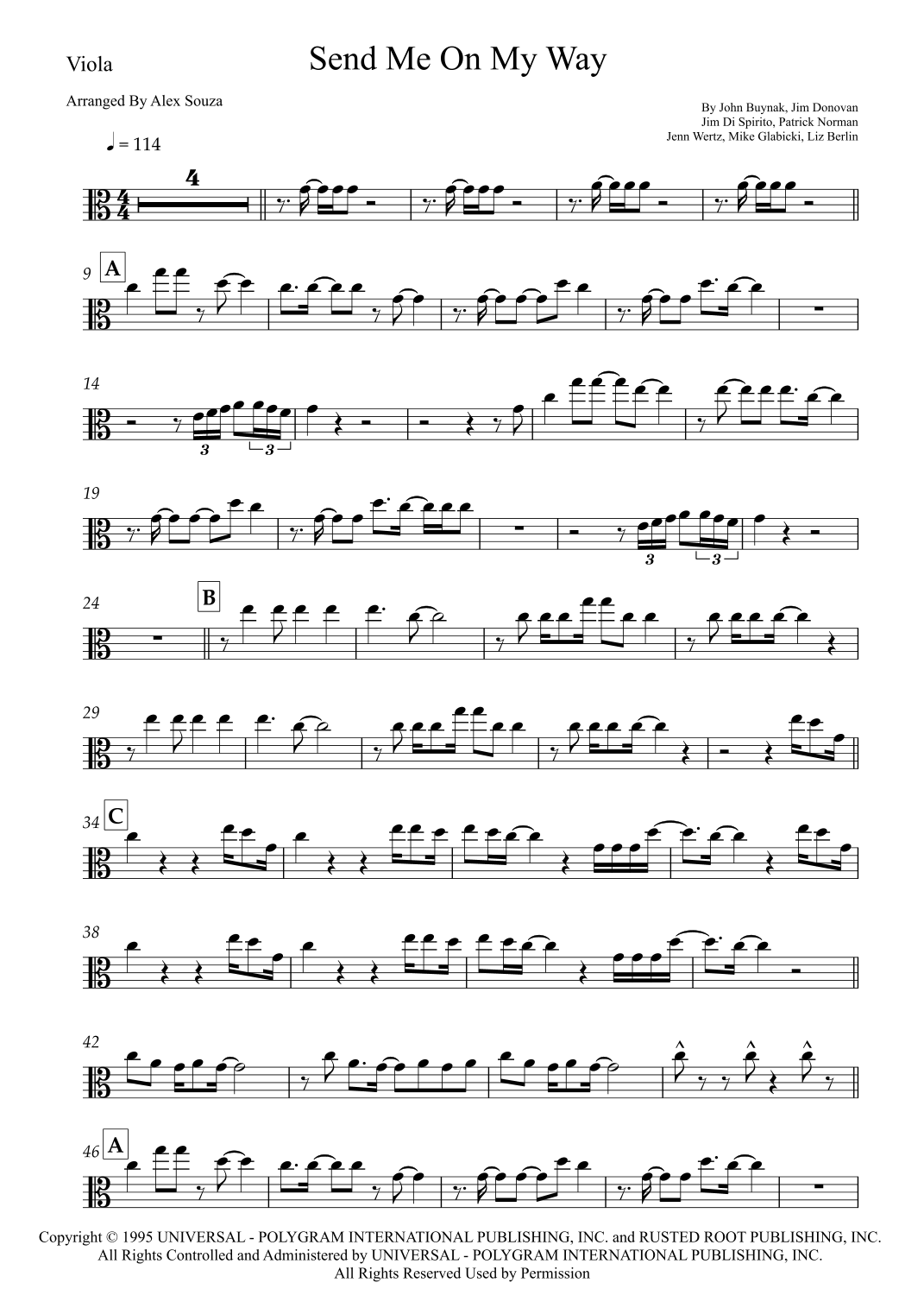 Send Me On My Way (arr. Alex Souza) by Rusted Root Sheet Music for ...