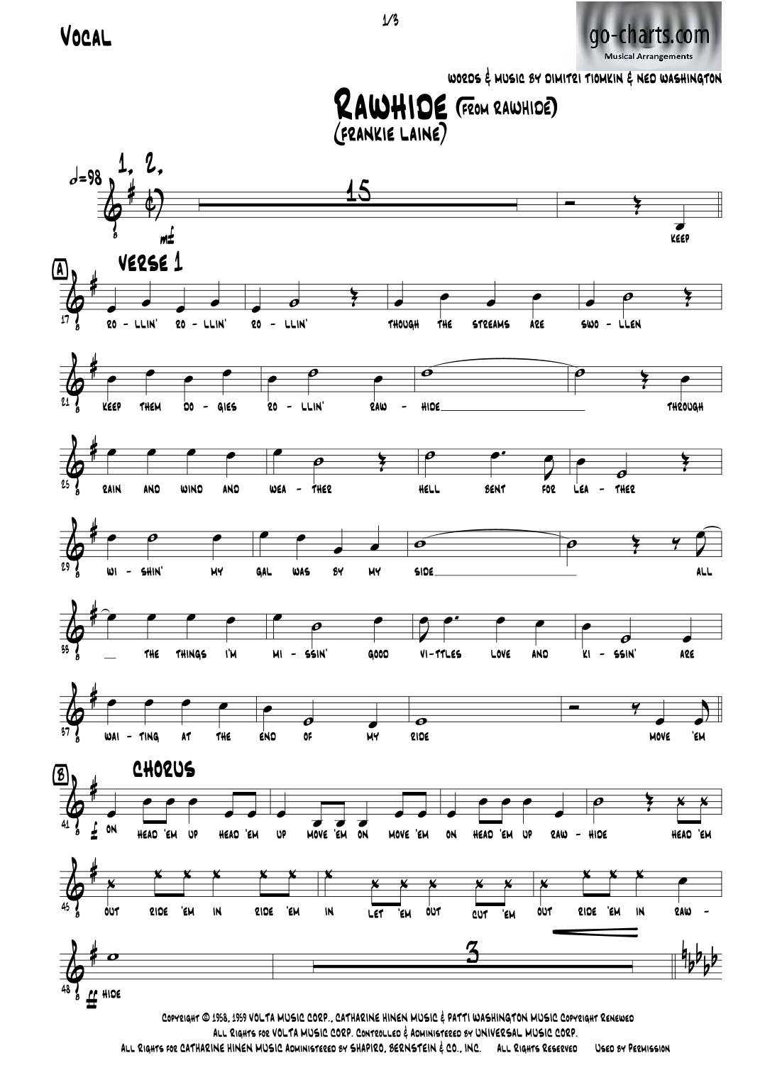 Rawhide (arr. Andy Davidson go-charts.com) by Frankie Laine Full Orchestra