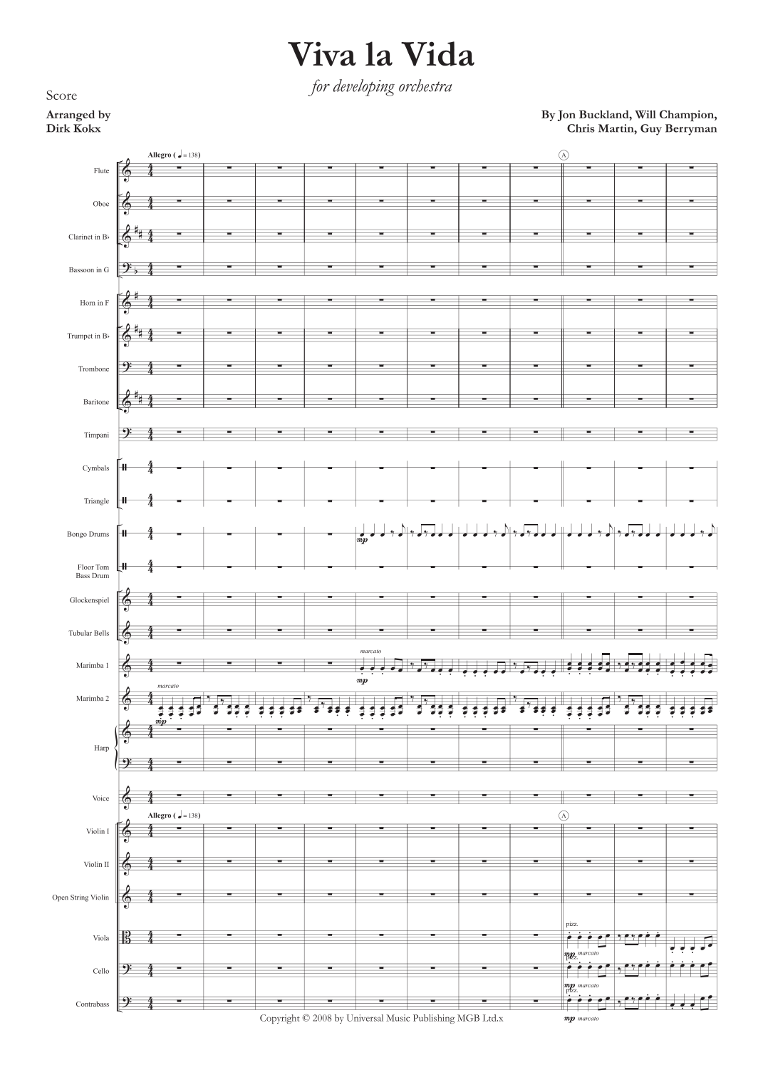 Viva La Vida (arr. Dirk Kokx) by Coldplay Full Orchestra