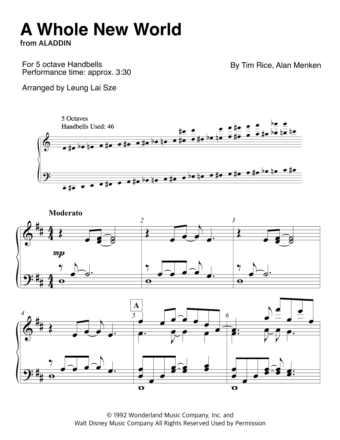 A Whole New World (arr. Leung Lai Sze) by Tim Rice Sheet Music for ...
