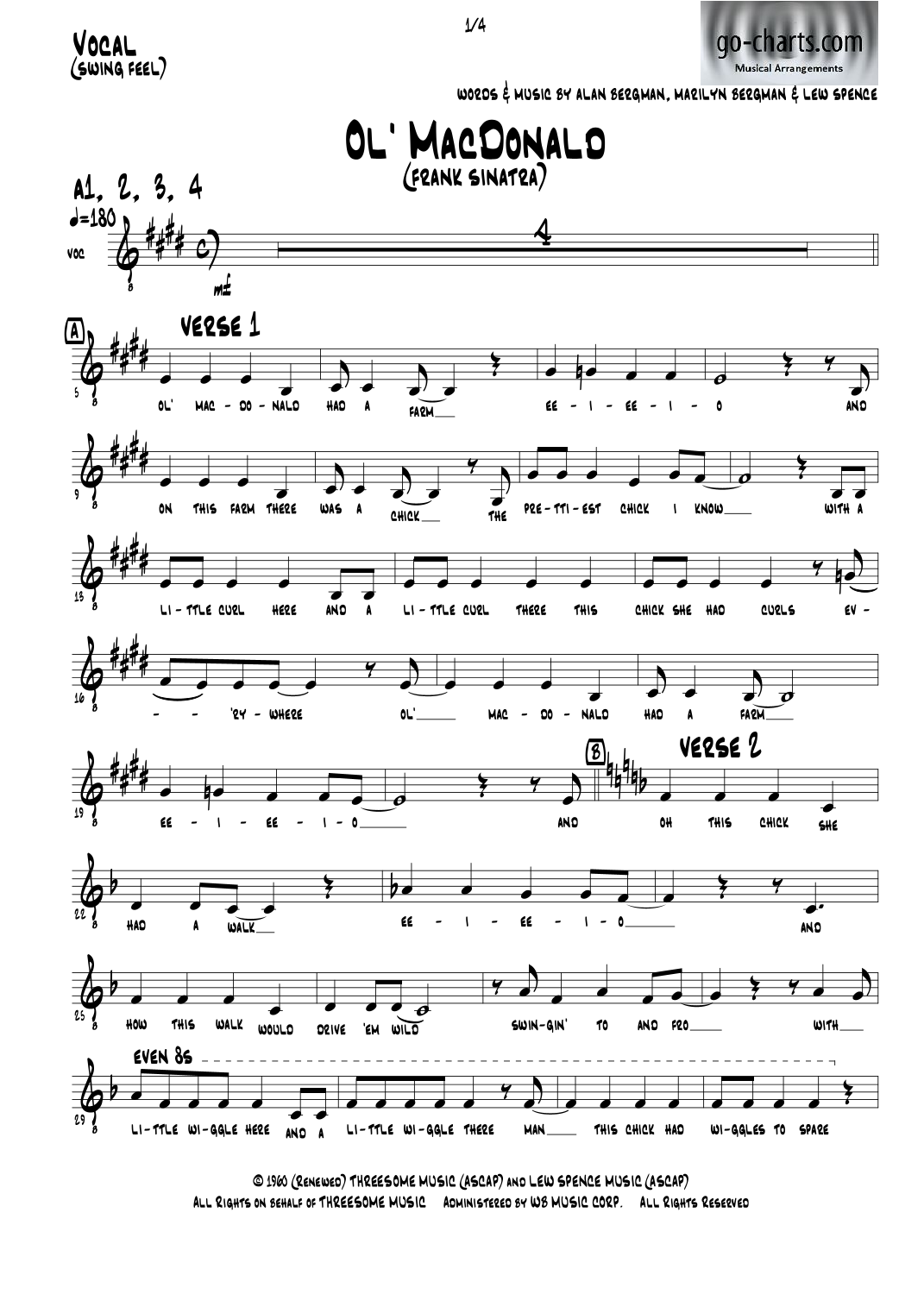 Ol' Macdonald (arr. Andy Davidson go-charts.com) by Frank Sinatra Full Orchestra