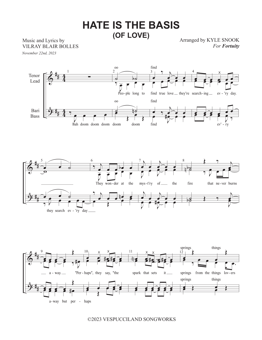 Hate Is The Basis (of Love) (arr. Kyle Snook) by Rachel & Vilray Sheet ...