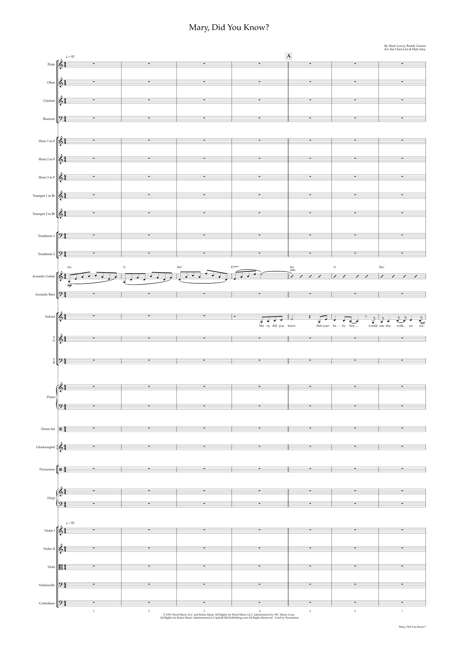 Mary, Did You Know? (arr. Matt Amy) by Kathy Mattea 管弦乐团全谱 - 预览