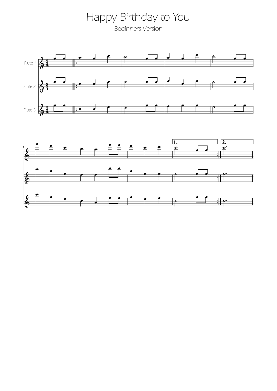 Happy Birthday to You - Flute Trio (arr. Ygor Nunes) von Public Domain ...