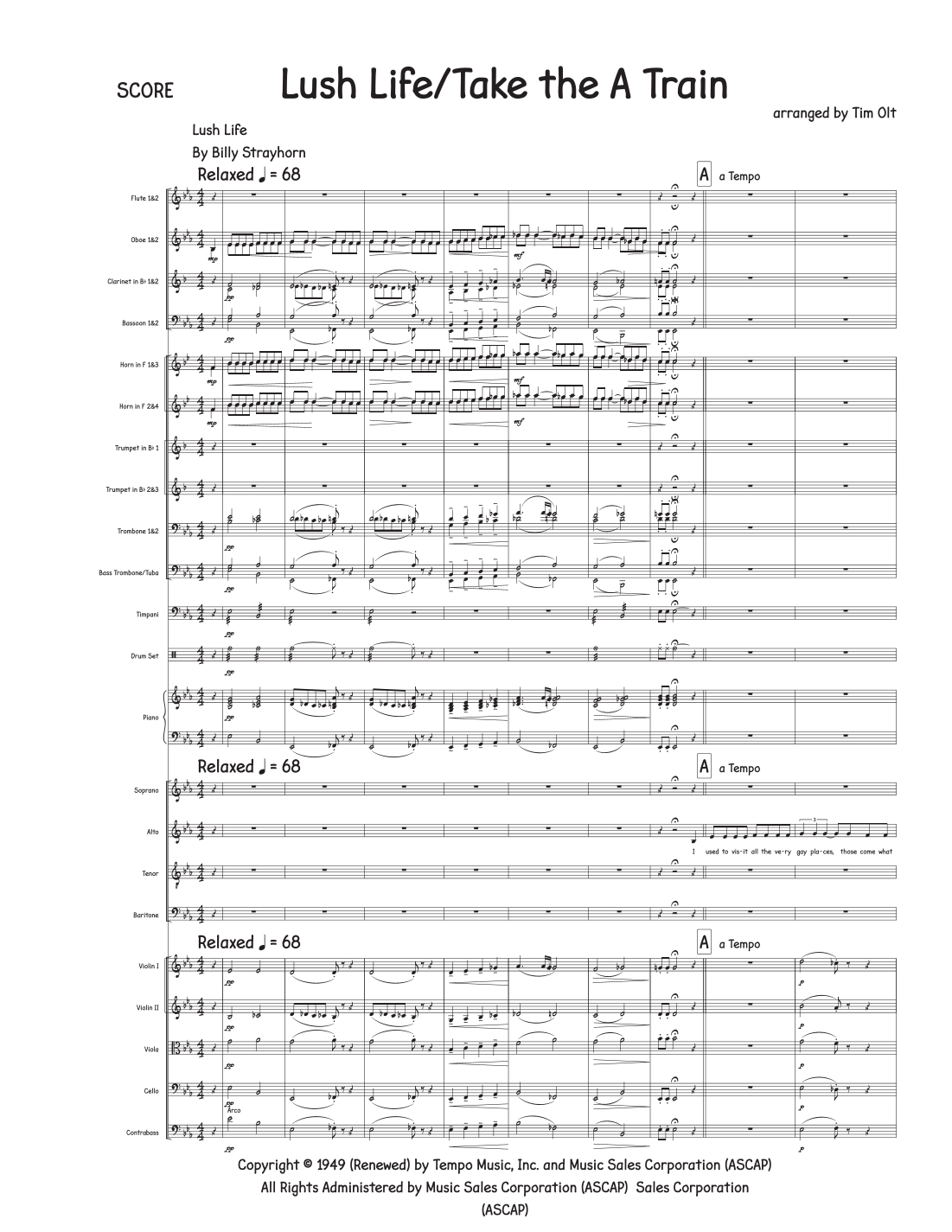 Medley: Lush Life with Take The "A" Train (arr. Tim Olt) by Tim Olt Full Orchestra