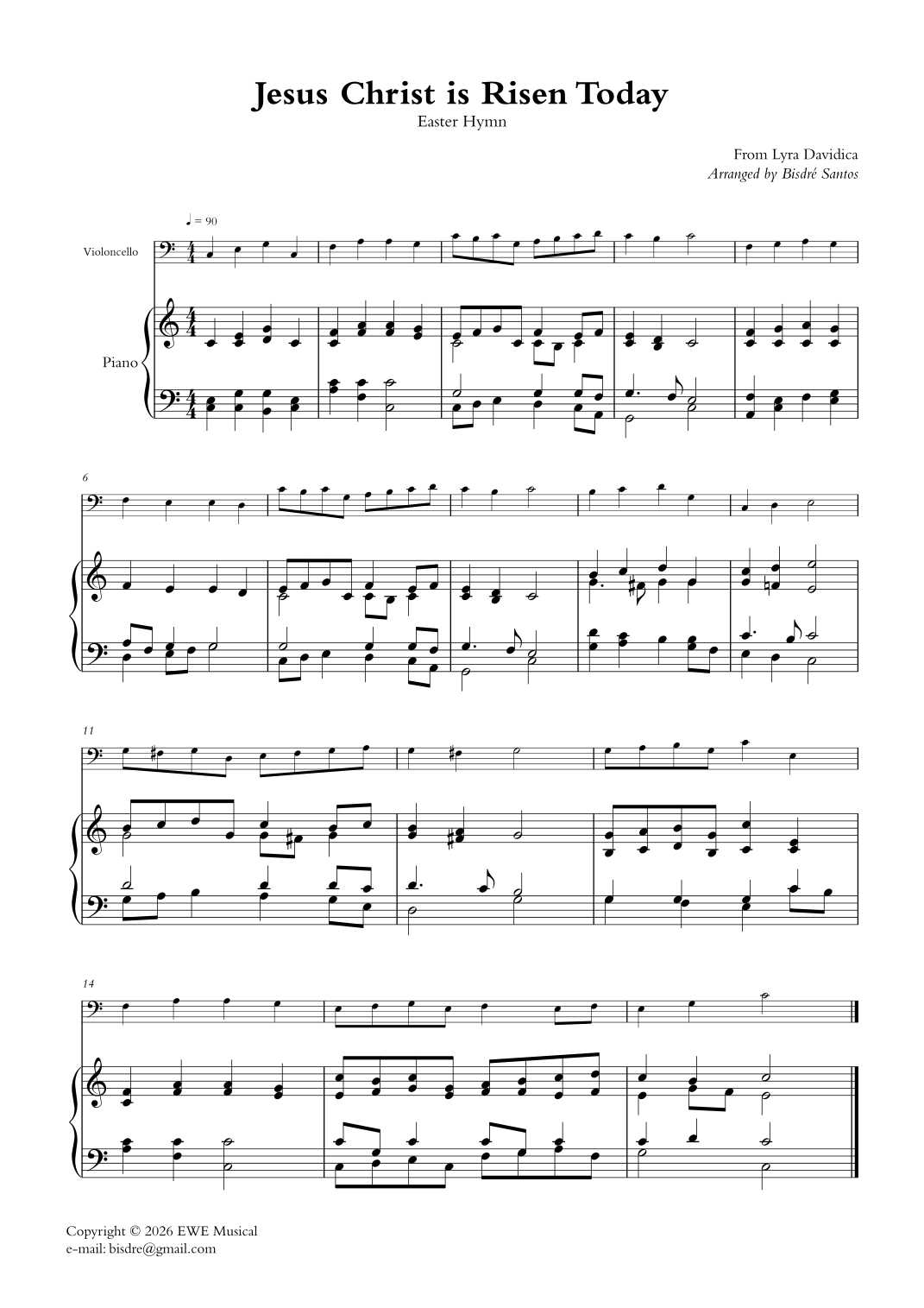Jesus Christ is Risen Today (Lyra Davidica) (arr. Bisdré Santos) by ...