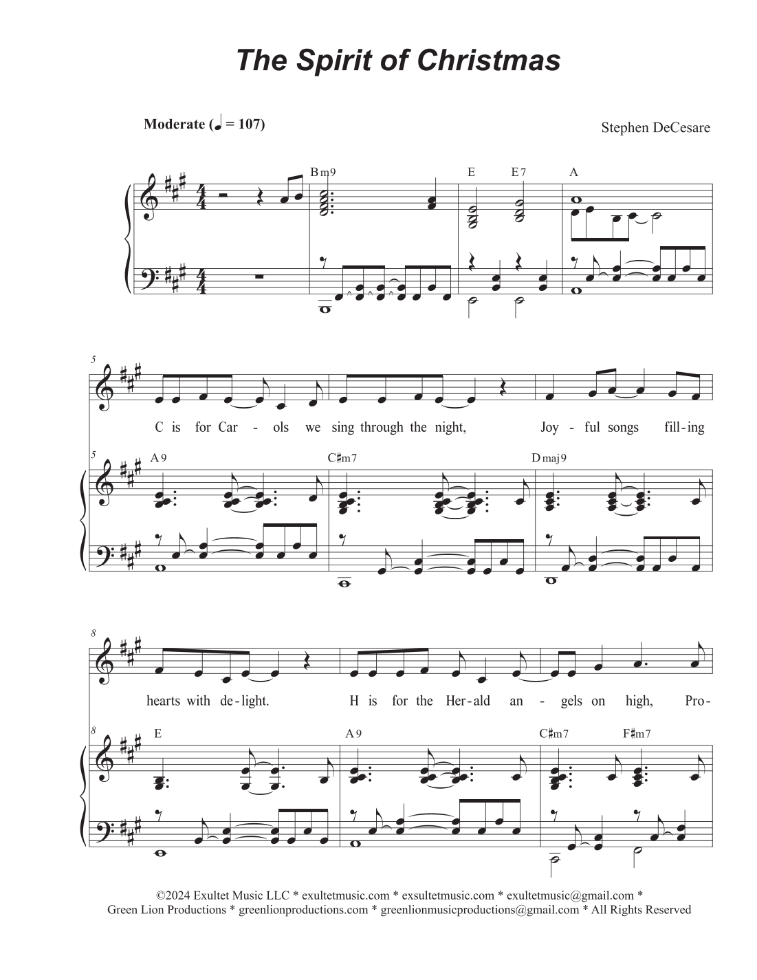 The Spirit of Christmas (Vocal solo) Digital Sheet Music