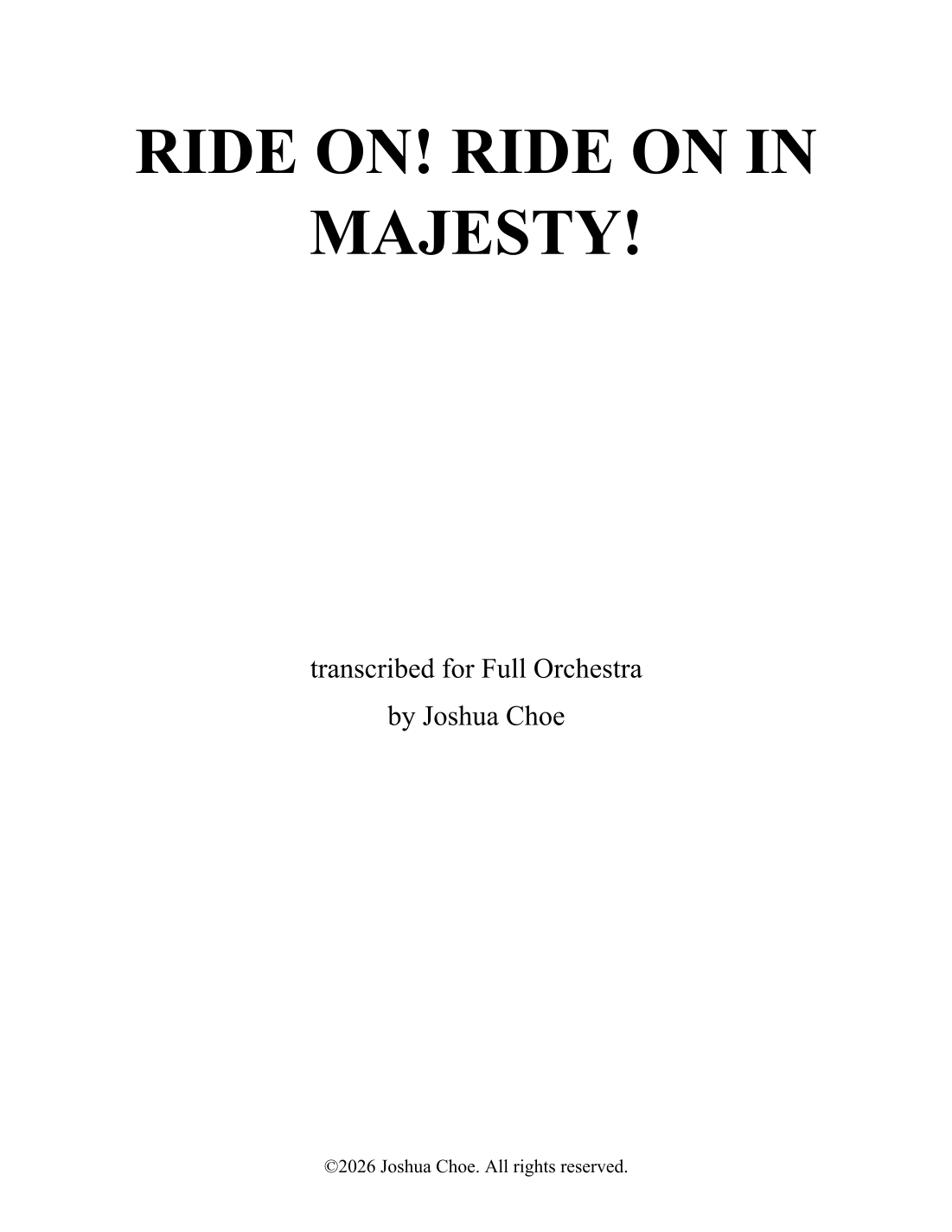 Ride on! Ride on in Majesty! (arr. JMJ Arrangements) by Traditional Full Orchestra