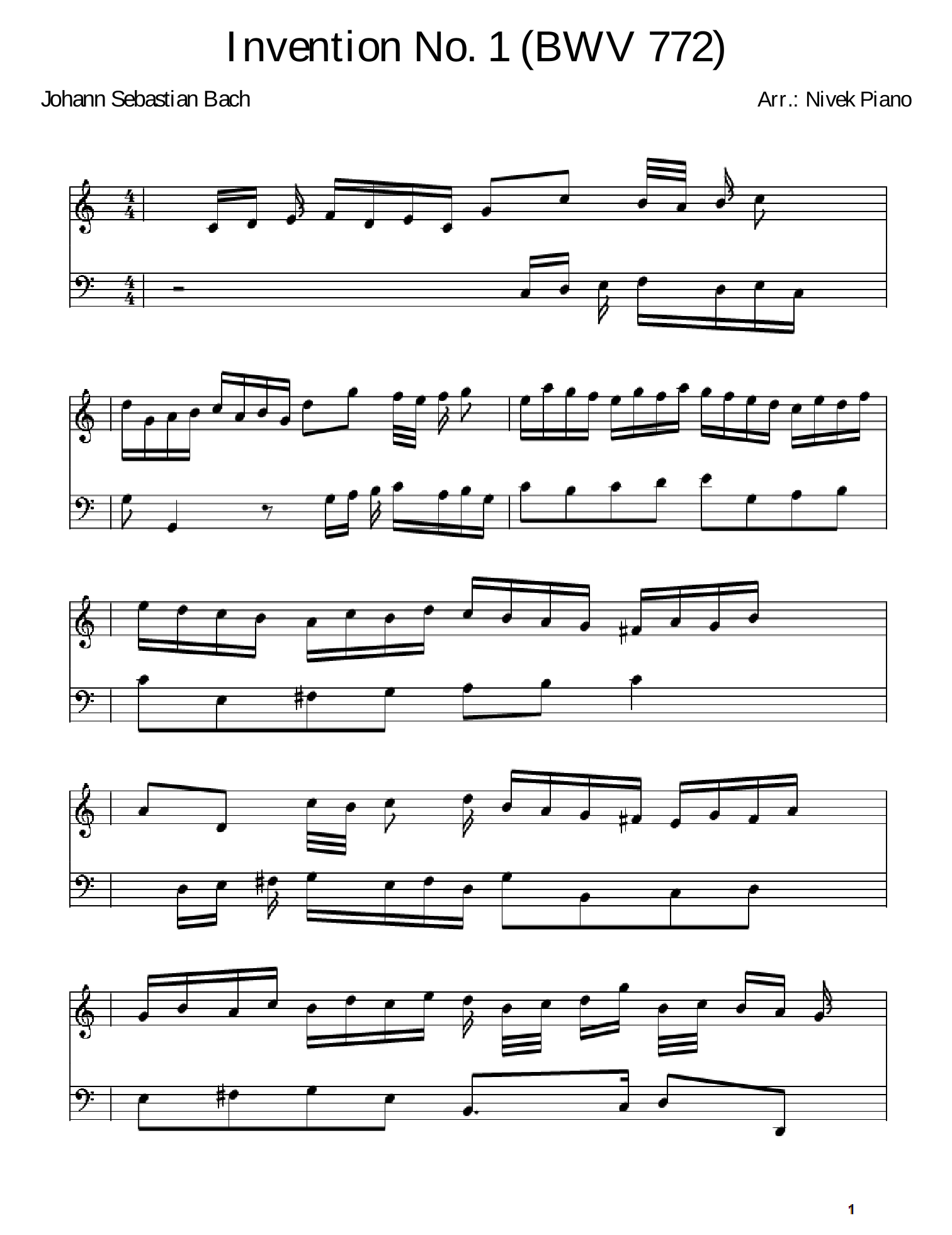 Invention No. 1 (BWV 772) - Johann Sebastian Bach (arr. Nivek Piano) by ...