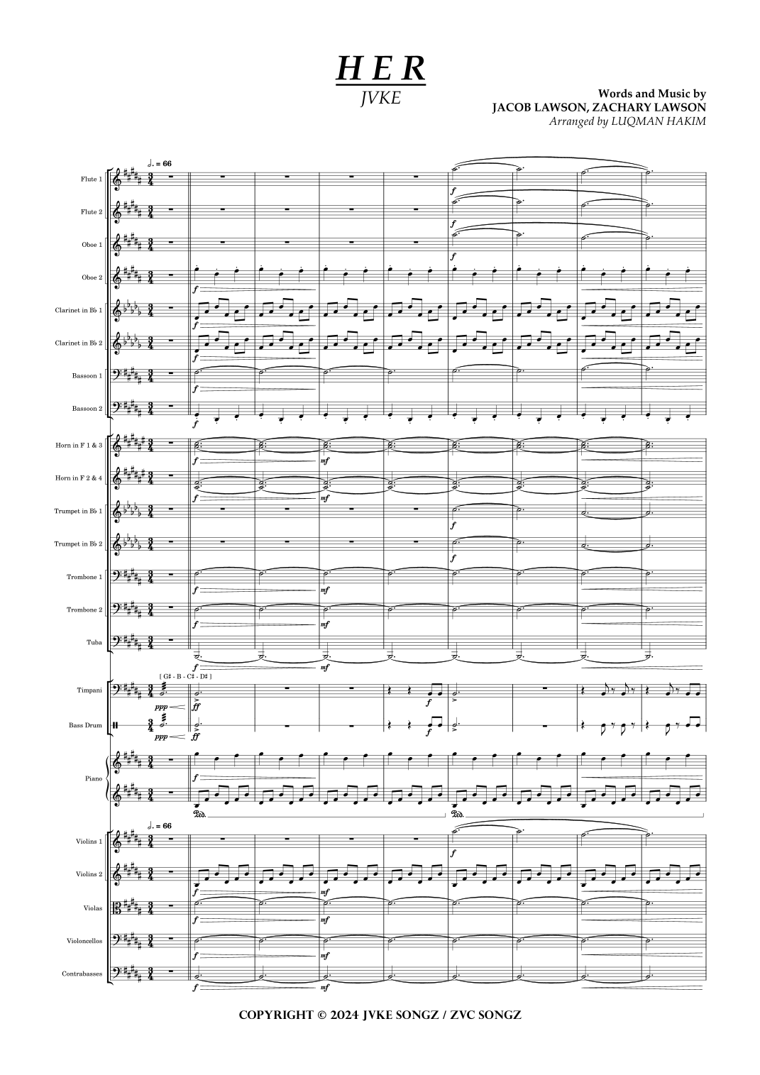 Her (arr. Luqman Hakim) by Jvke Full Orchestra