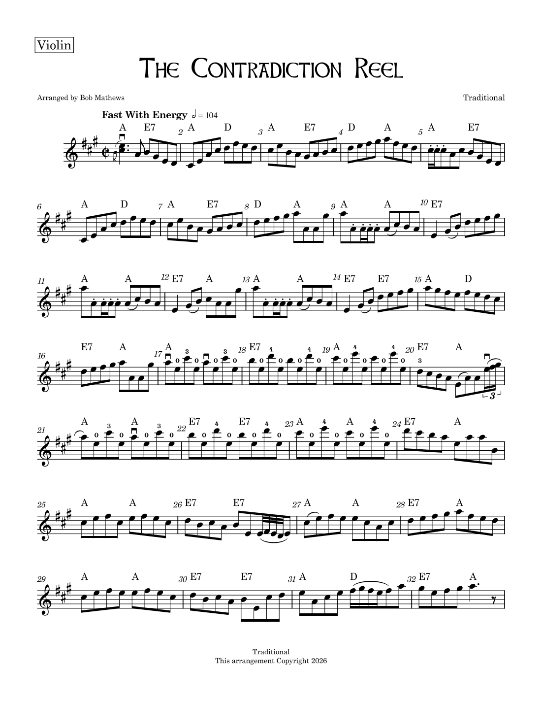 The Contradiction (arr. Arranged by Bob Mathews by Public Domain Sheet ...