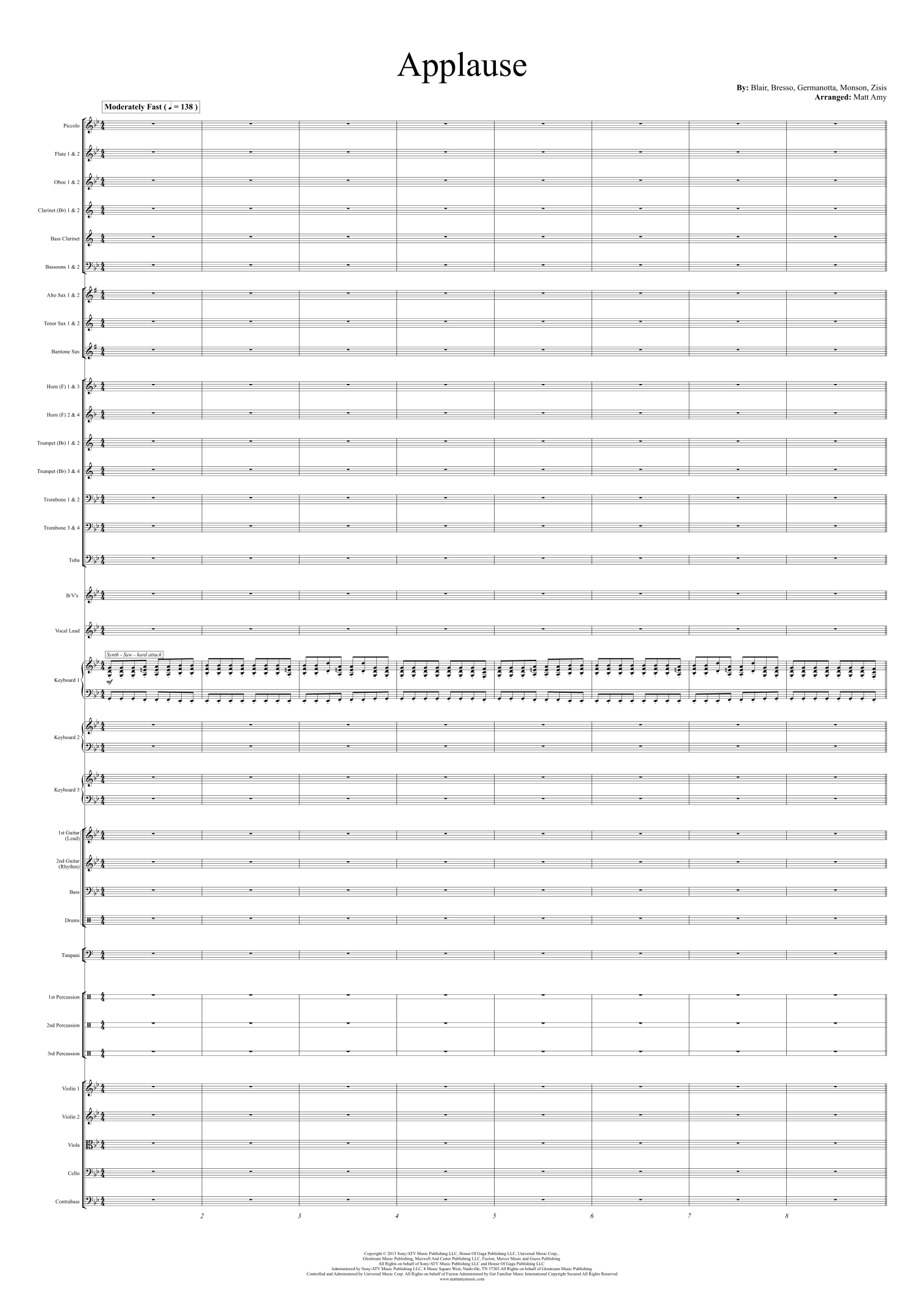 Applause (arr. Matt Amy) by Lady Gaga 管弦乐团 - 预览