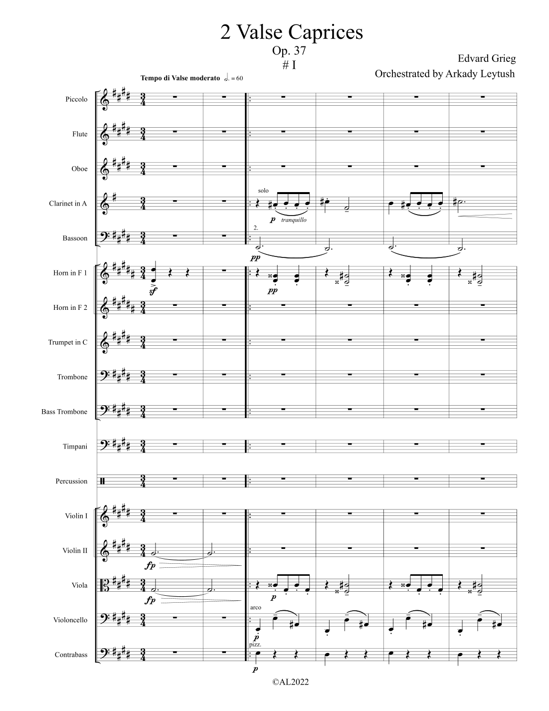 Edward Grieg - 2 Valse Caprices, op. 37, Orchestrated by Arkady Leytush by Arkady Leytush 管弦乐团 - 预览