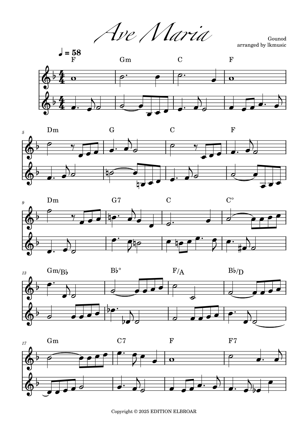 Ave Maria (Gounod) (arr. Lkmusic) by Giscard Rasquin Sheet Music for ...
