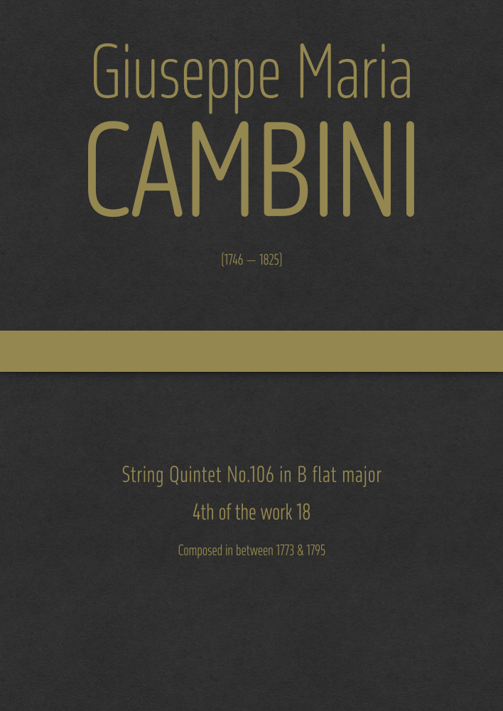 Cambini - String Quintet No.106 in B flat major ; 4th of the work 18 (arr. J.G. Cucó Barber) Digital Sheet Music