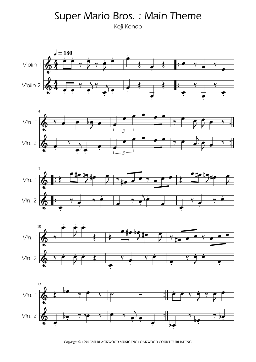 Super Mario Bros Theme (arr. Ygor Nunes) Sheet Music Koji Kondo