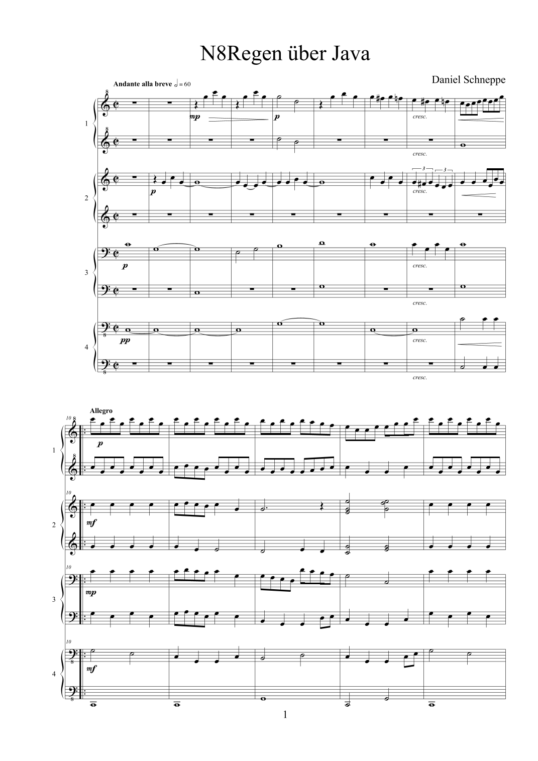 N8regen über Java by Daniel Schneppe Sheet Music for Performance ...
