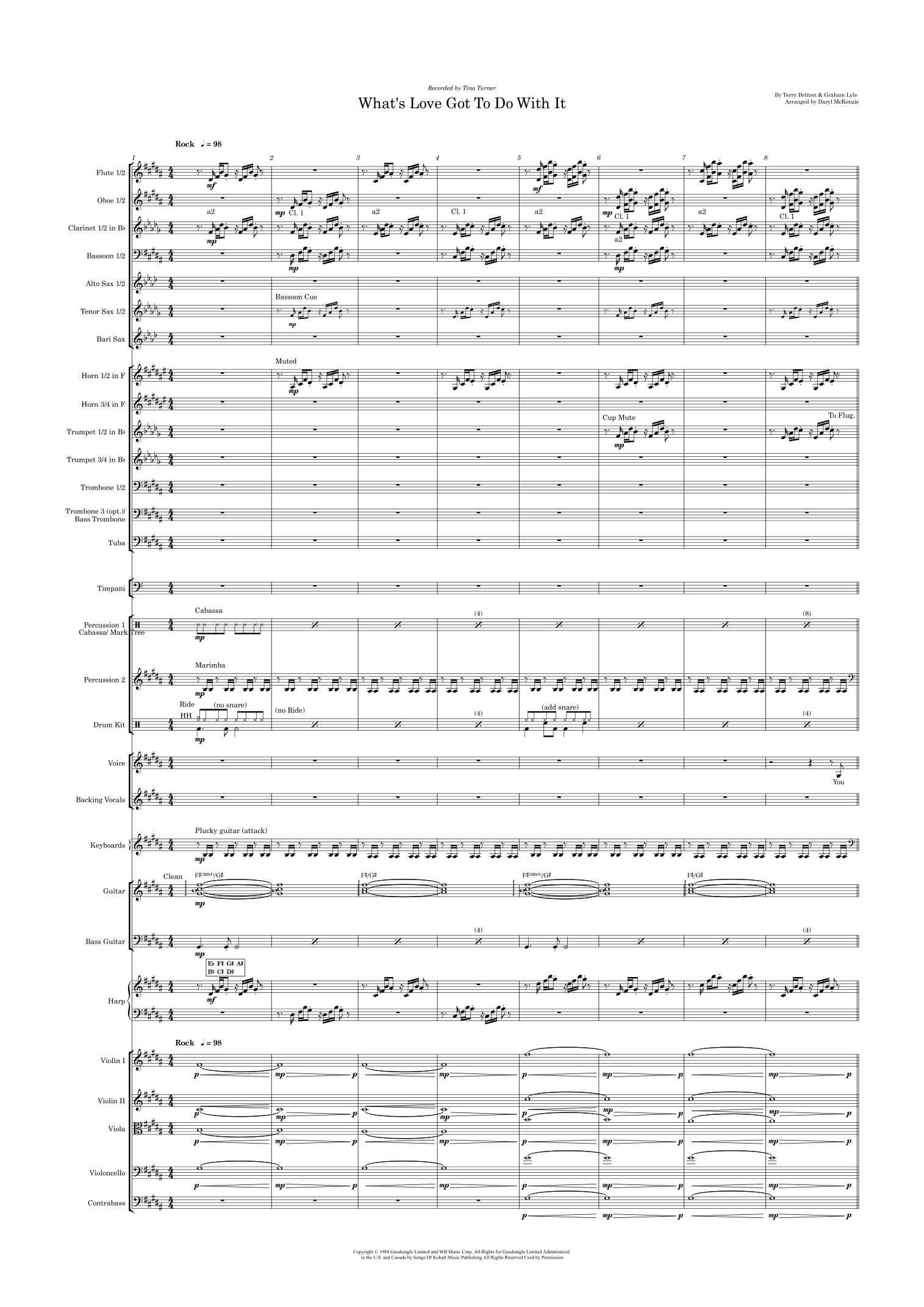 What's Love Got To Do With It (arr. Daryl McKenzie) by Tina Turner 管弦乐团 - 预览