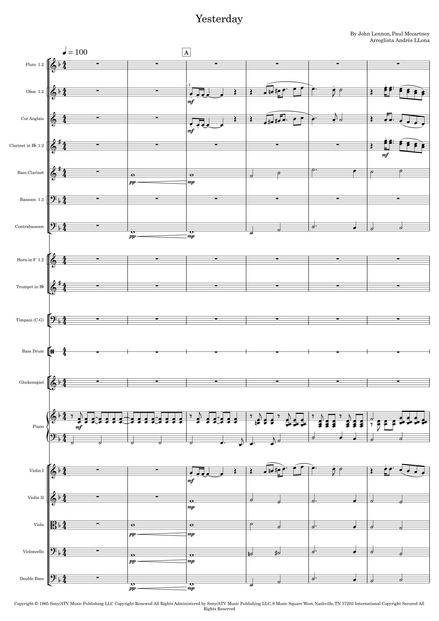 Yesterday (arr. Andrés LLona) by Adam Levine & Tony Lucca 管弦乐团 - 预览