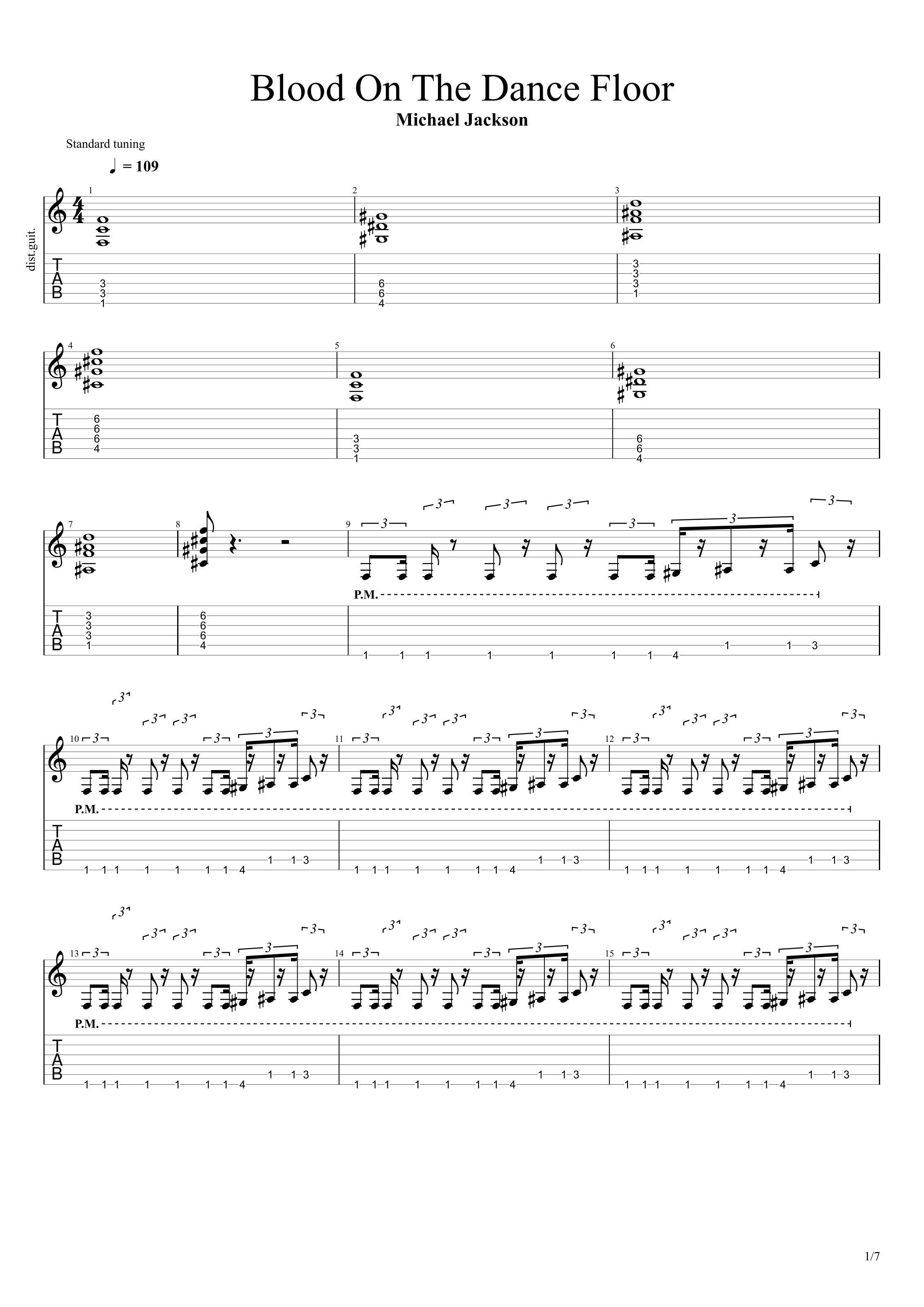 Blood On The Dance Floor by Michael Jackson Sheet Music for Guitar Tab ...