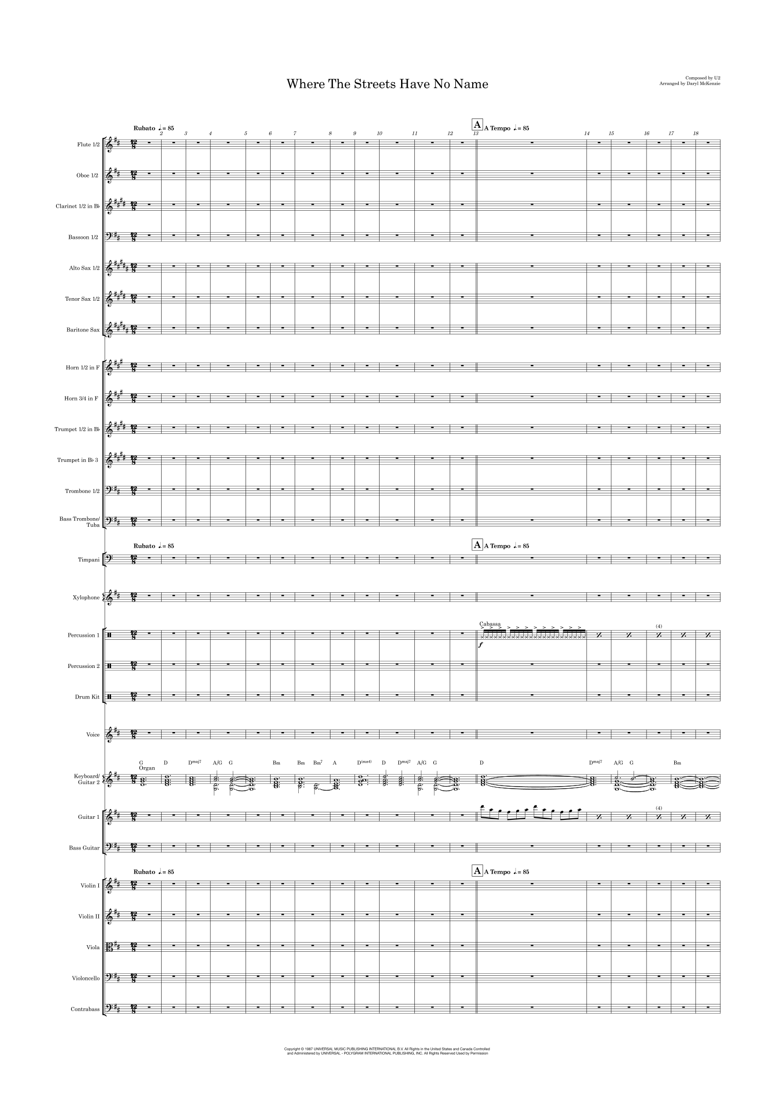 Where The Streets Have No Name (arr. Daryl McKenzie) by U2 Full Orchestra